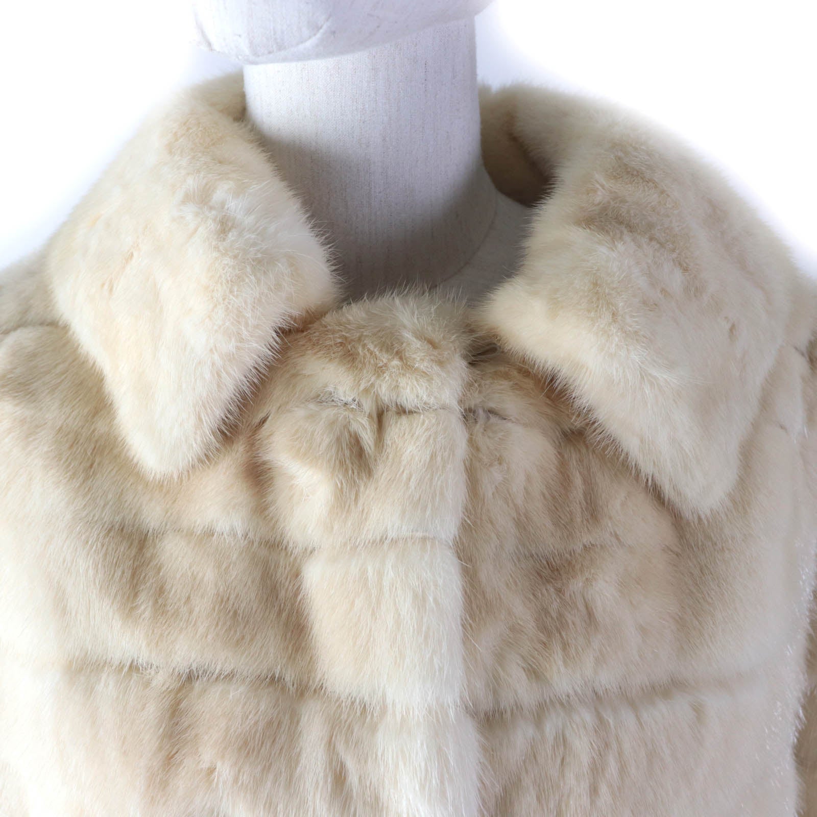 Mink Polyester Short Coat Jacket Ivory Women