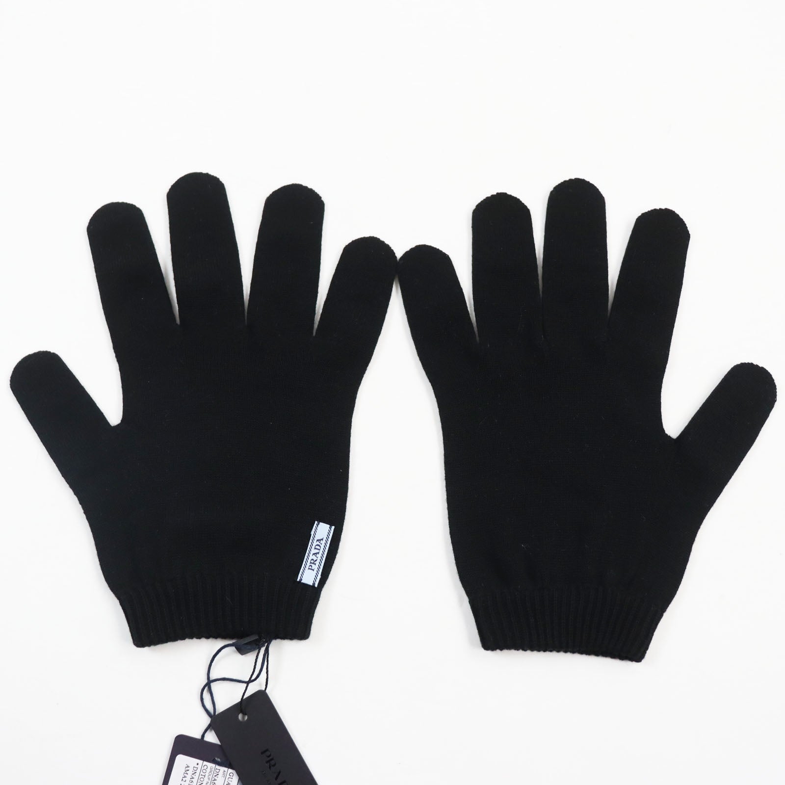 Prada Cotton Knit Gloves Black L