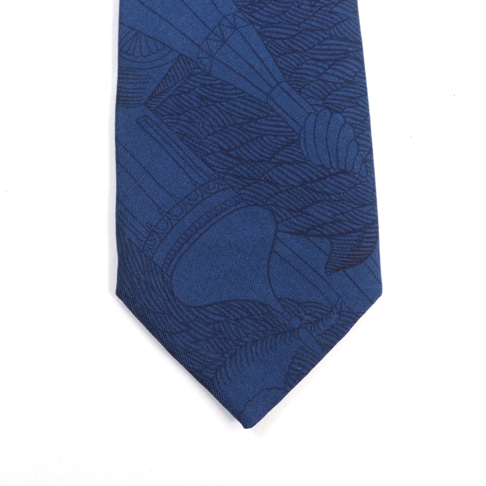 HERMES Silk Pattern Tie Blue Mens