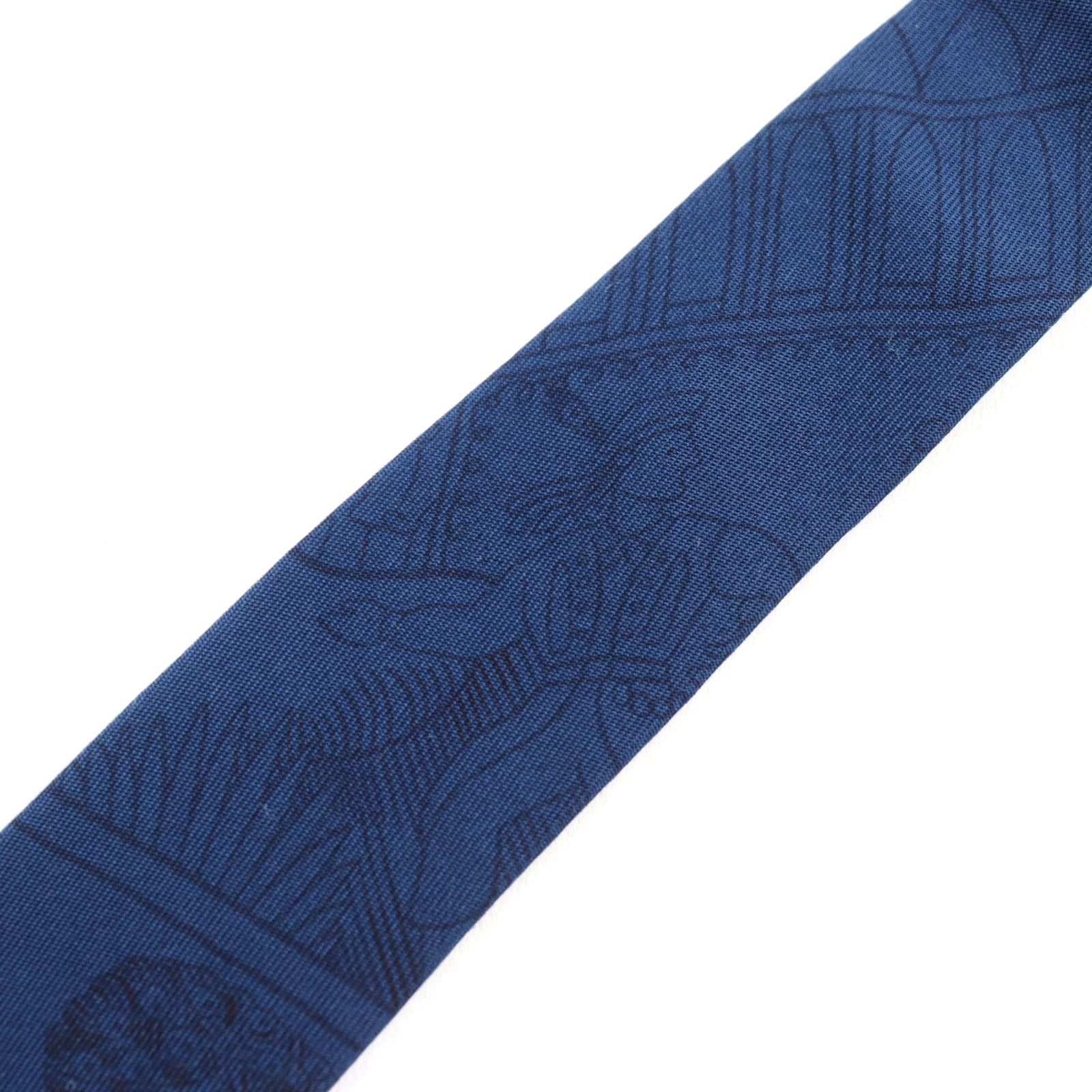 HERMES Silk Pattern Tie Blue Mens