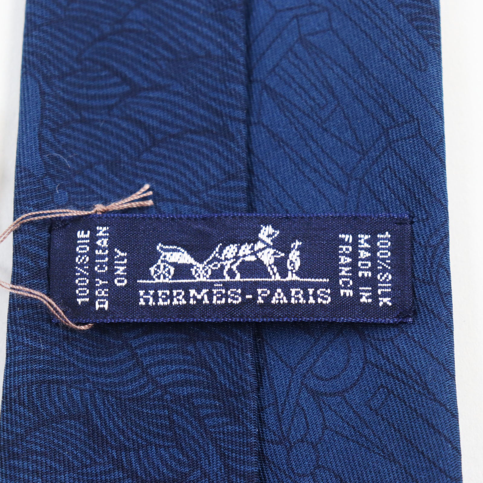 HERMES Silk Pattern Tie Blue Mens