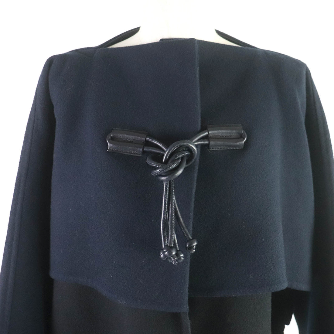 Hermes Cashmere Lamb Leather Coat Black Navy 36