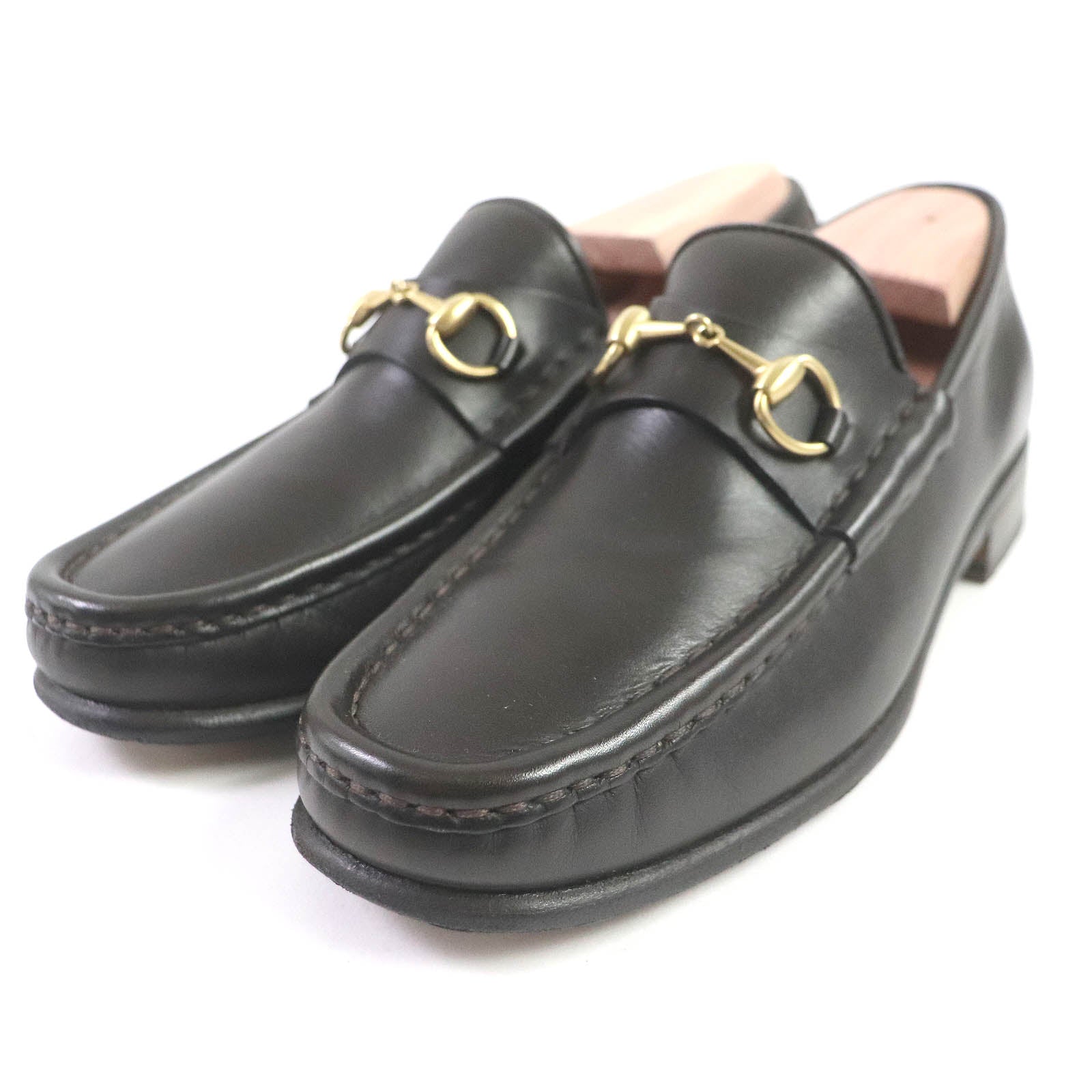 GUCCI Leather Loafers Dark Brown 36C Women