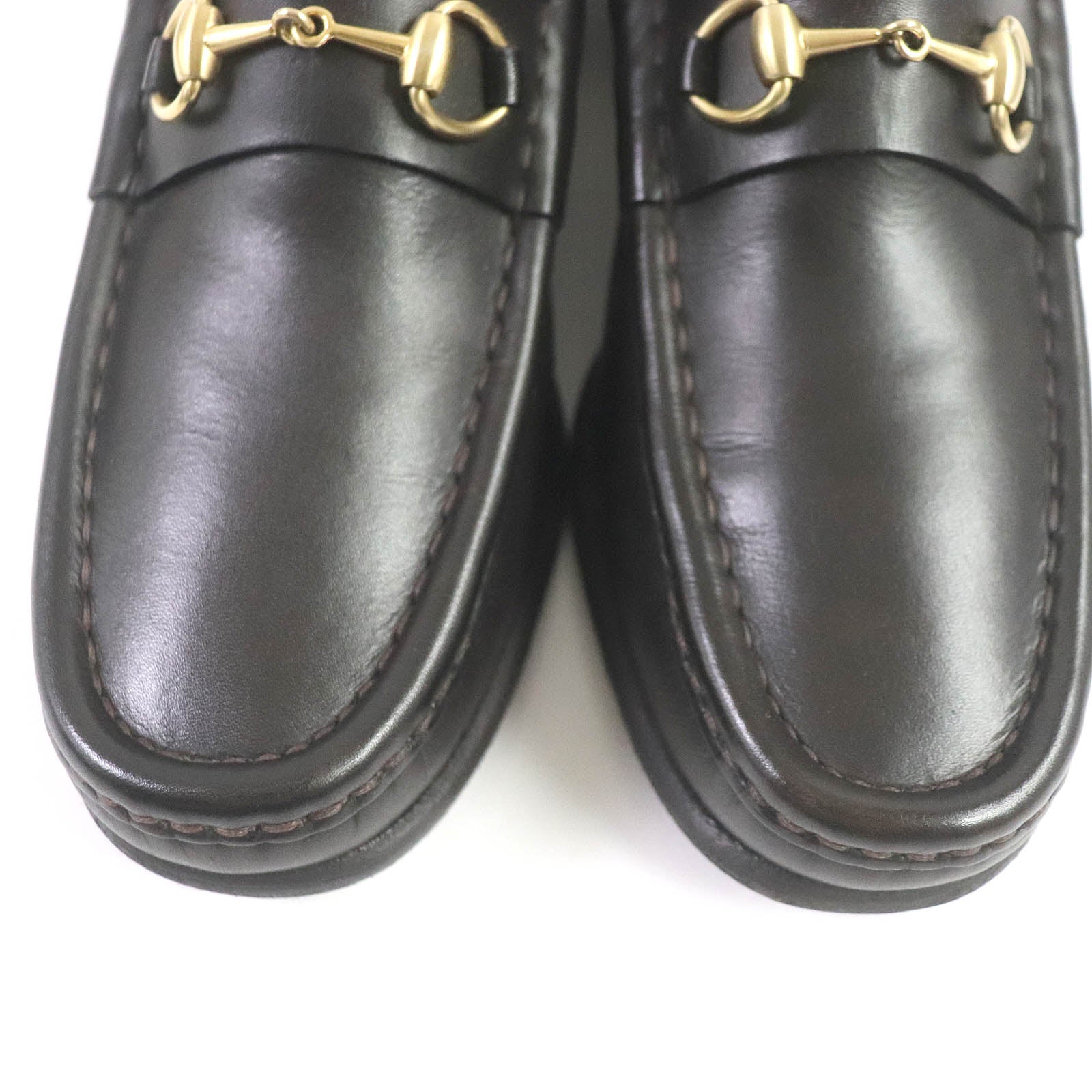 GUCCI Leather Loafers Dark Brown 36C Women