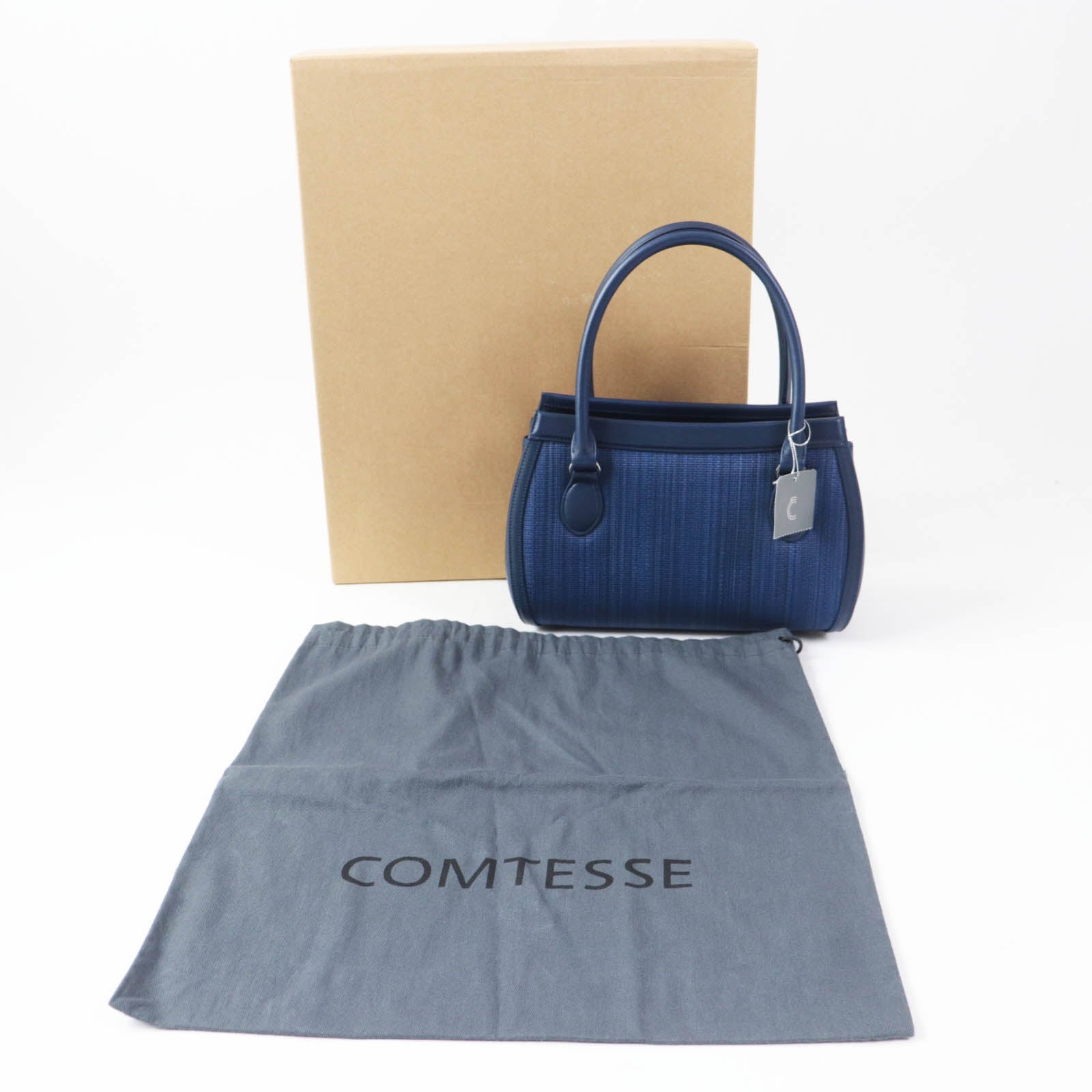 COMTESSE Horsehair Leather Handbag Navy