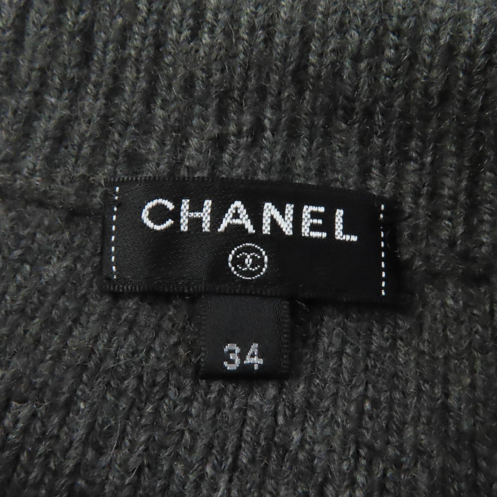 Chanel Cashmere Knit Skirt Gray 34