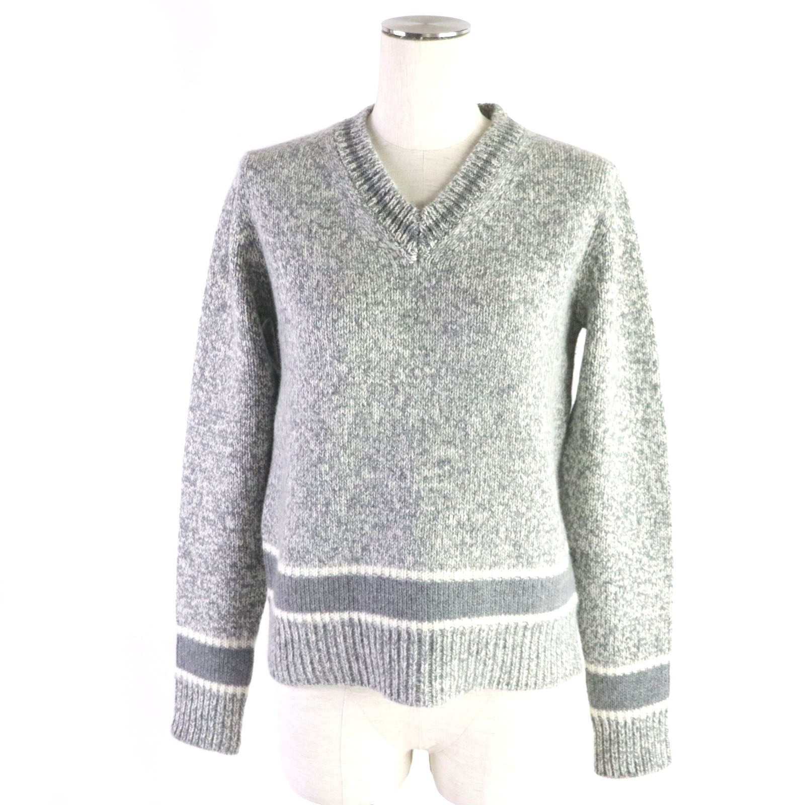 Dior Wool Cashmere V-Neck Knit Gray 38