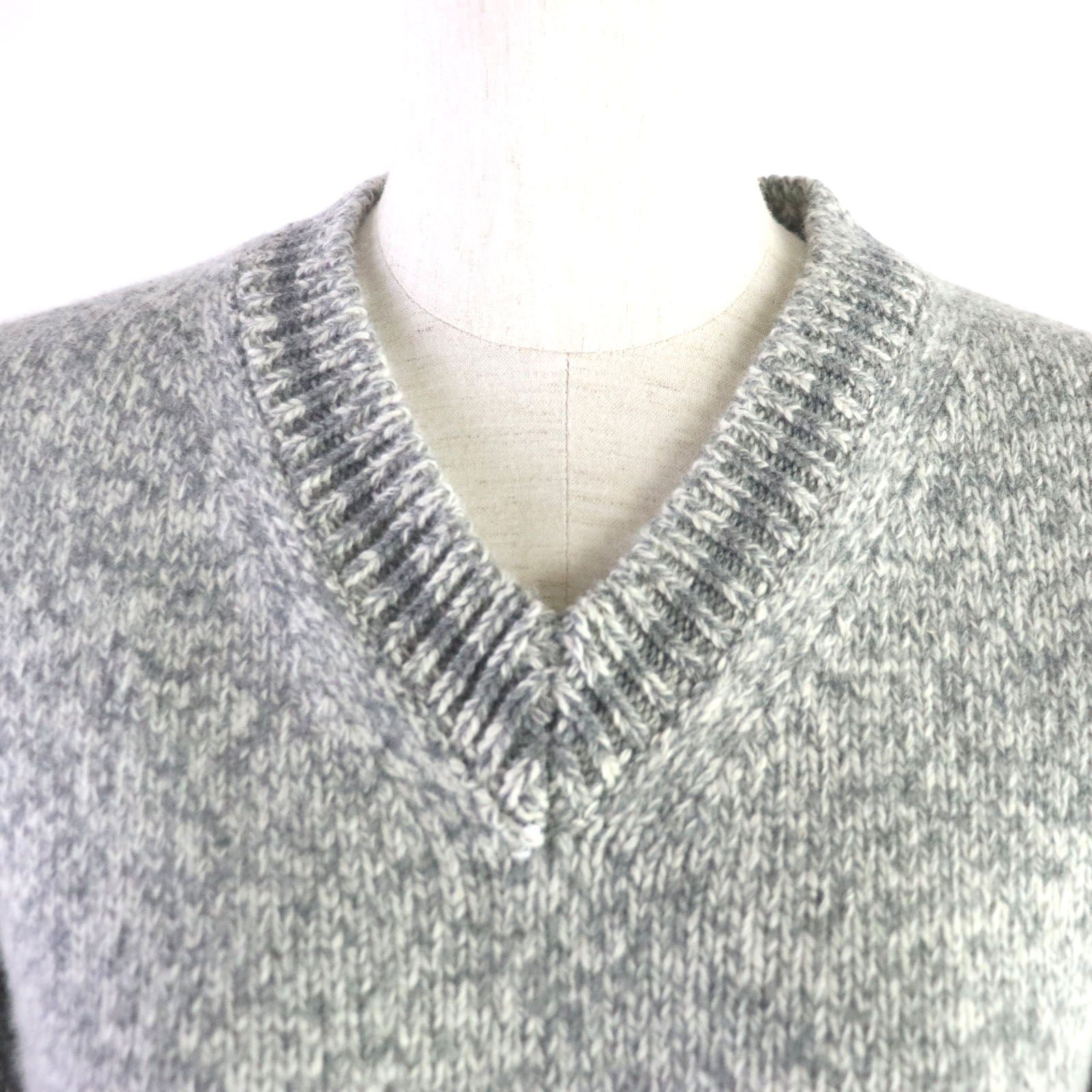 Dior Wool Cashmere V-Neck Knit Gray 38