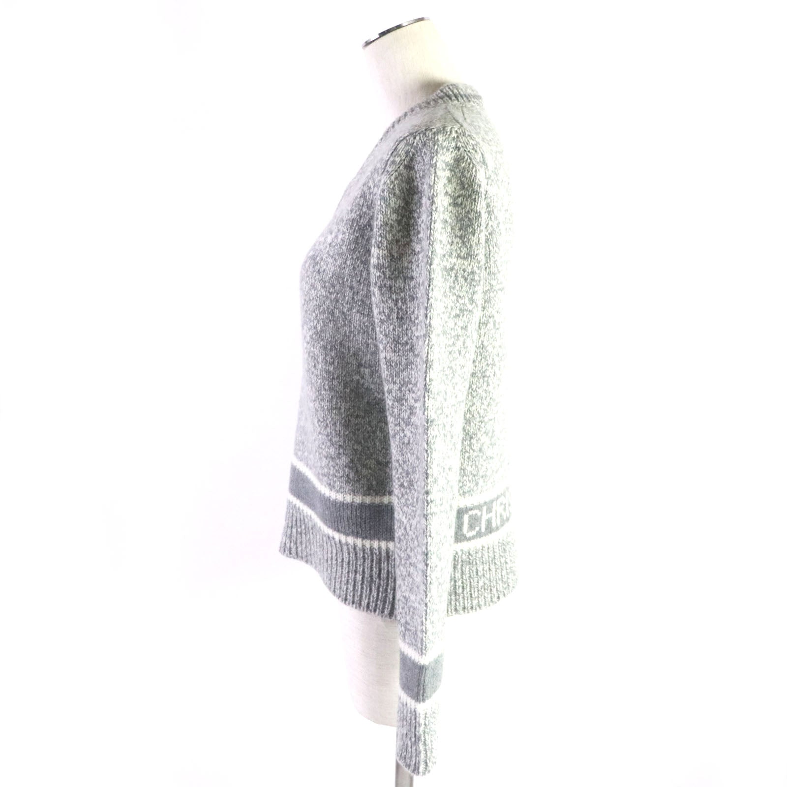 Dior Wool Cashmere V-Neck Knit Gray 38