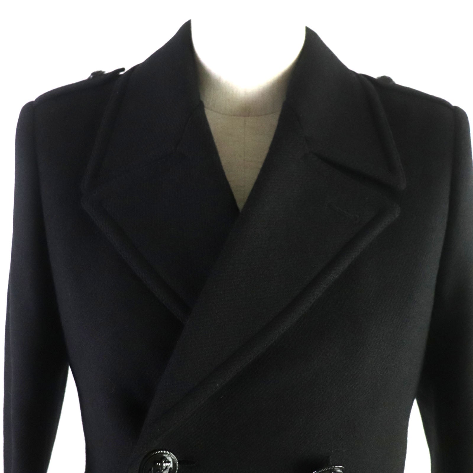 Saint Laurent Wool Silk Double Breasted Coat