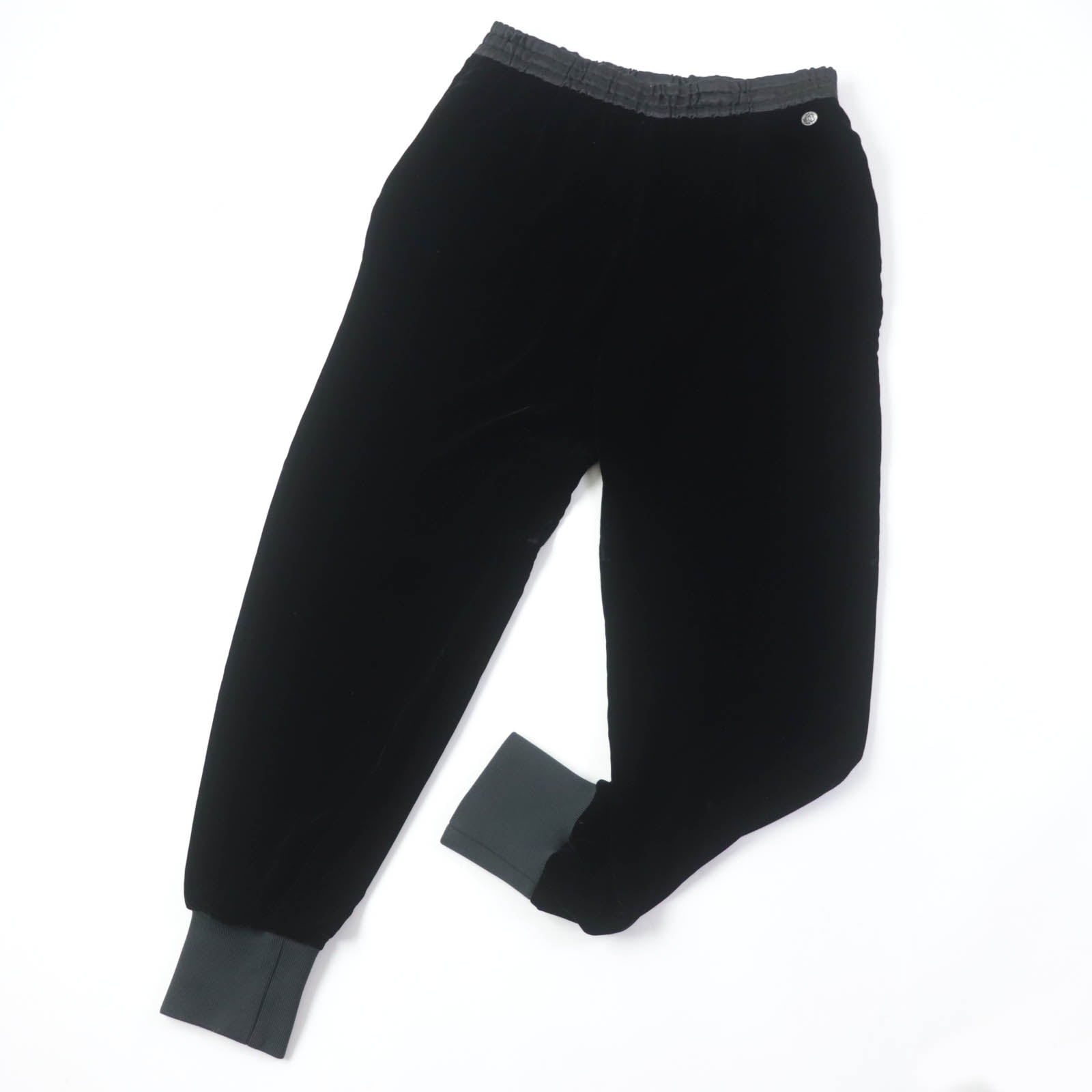 Chanel Rayon Silk Velour Pants Black 42