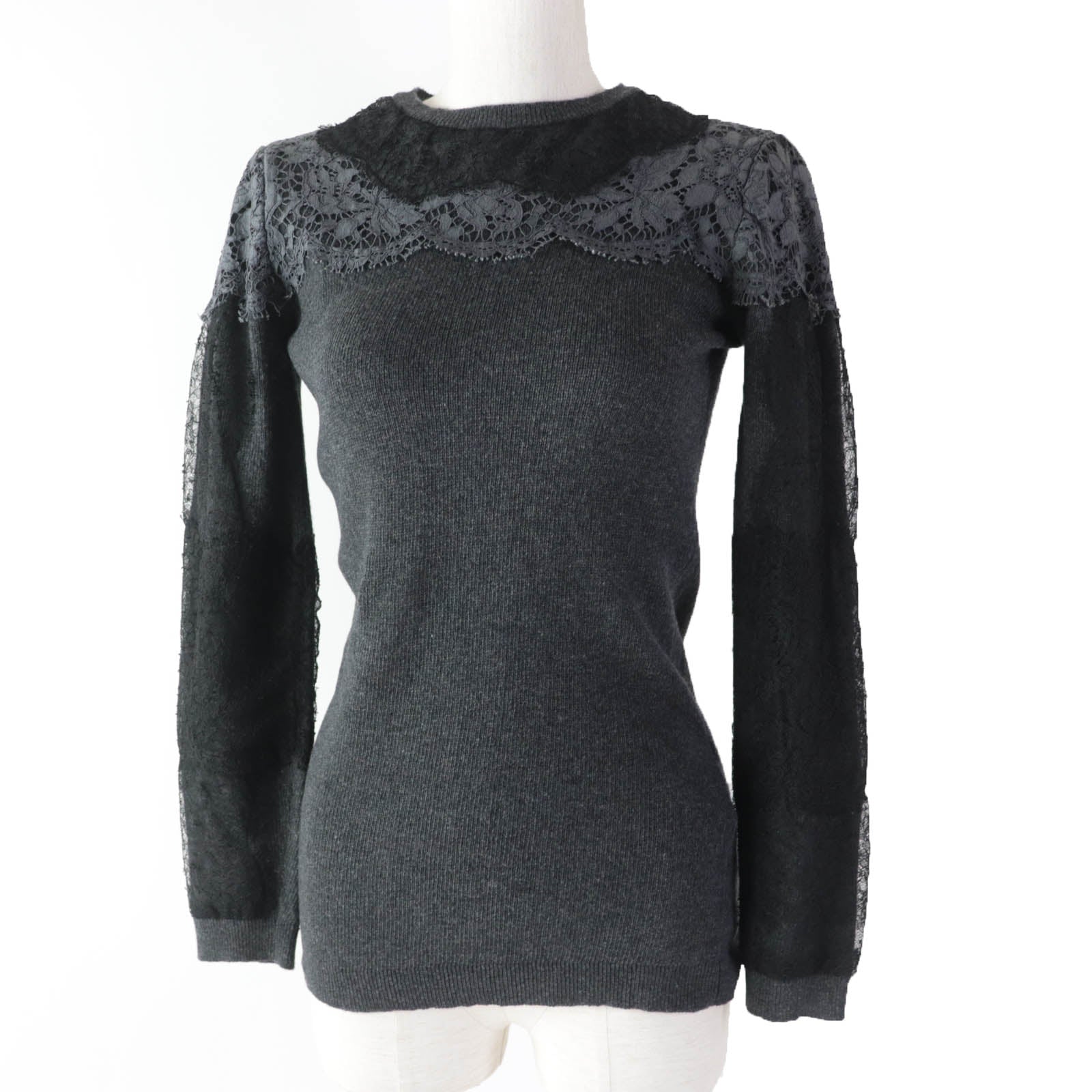 Valentino Wool Cashmere Lace Knit Top