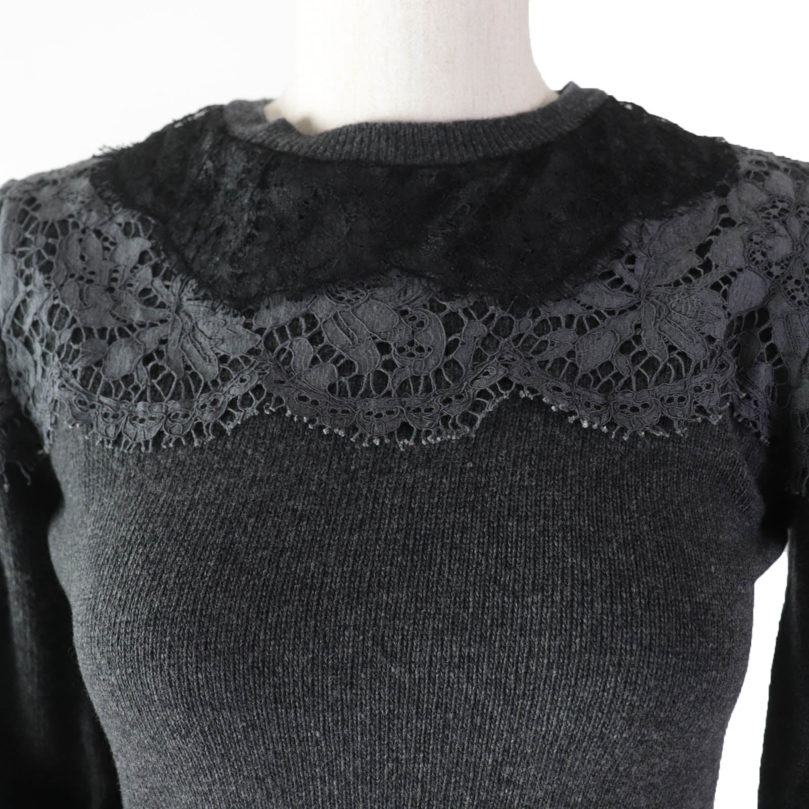 Valentino Wool Cashmere Lace Knit Top