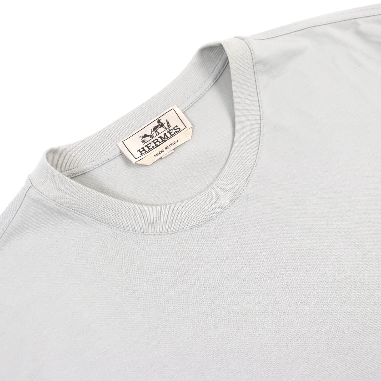 HERMES Cotton Layered Sleeve T-Shirt Light Gray L