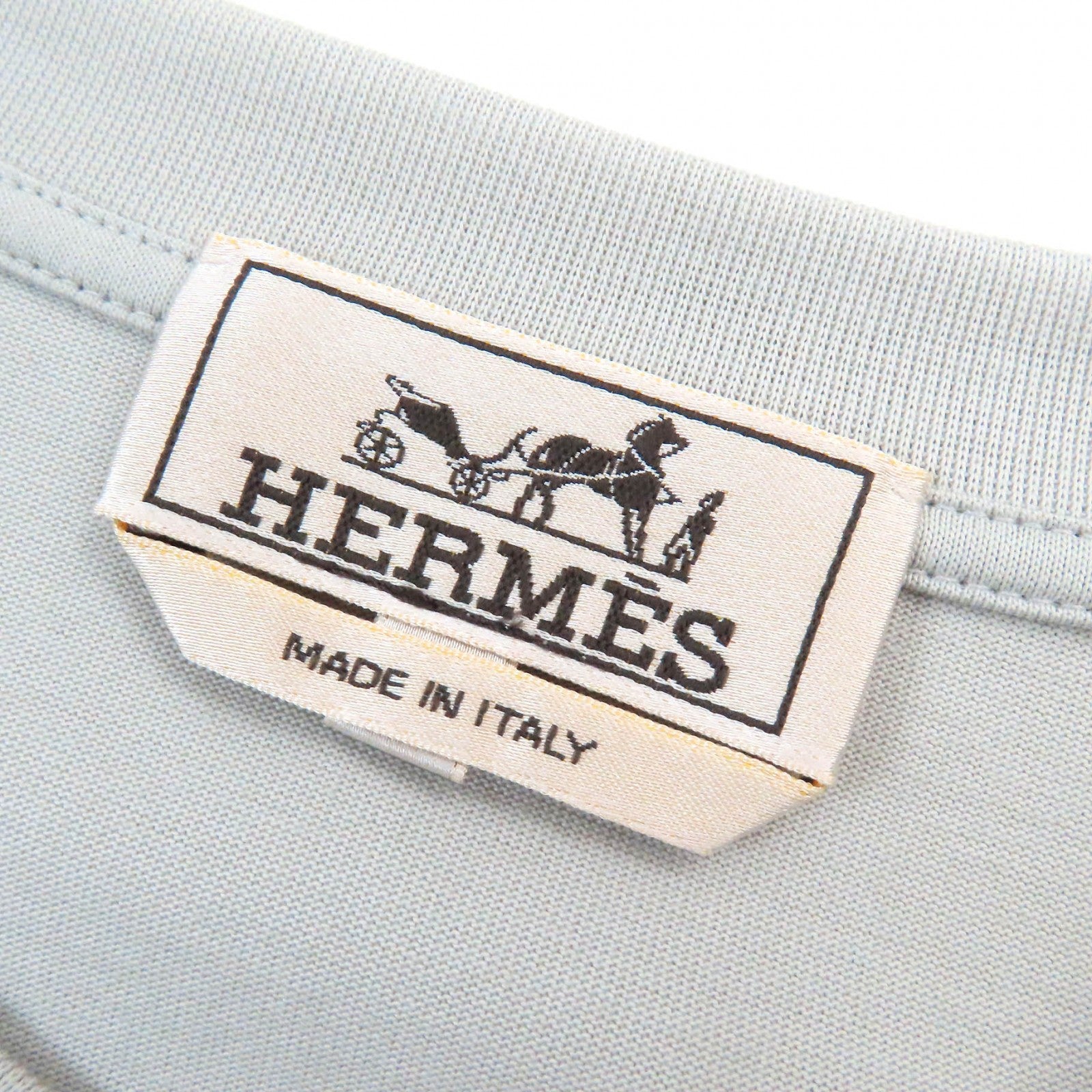 HERMES Cotton Layered Sleeve T-Shirt Light Gray L