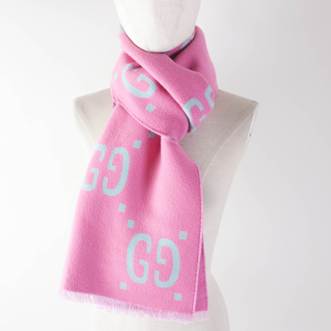 Gucci Wool Silk GG Jacquard Scarf 505395