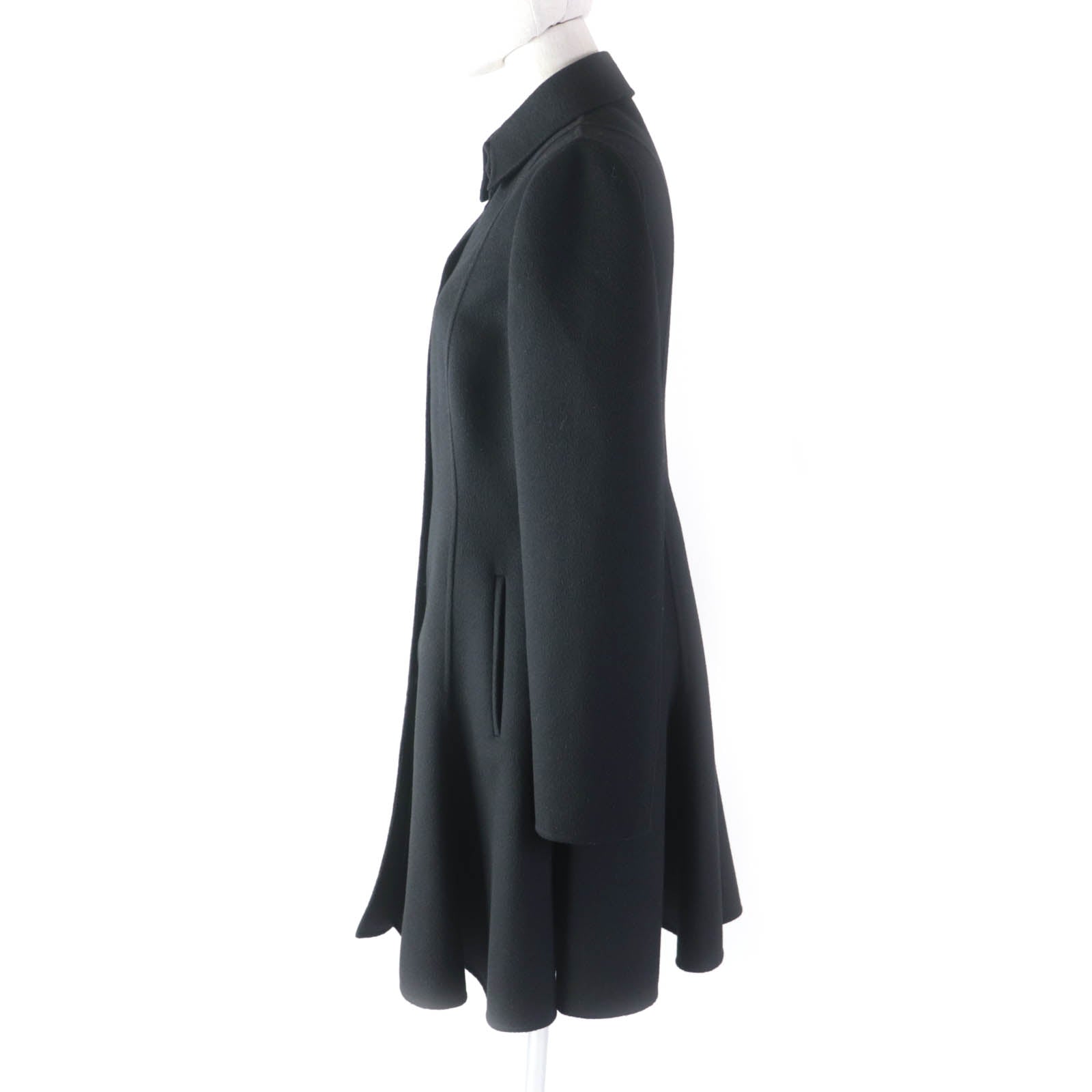 Valentino Wool Cashmere Flare Coat Black 40