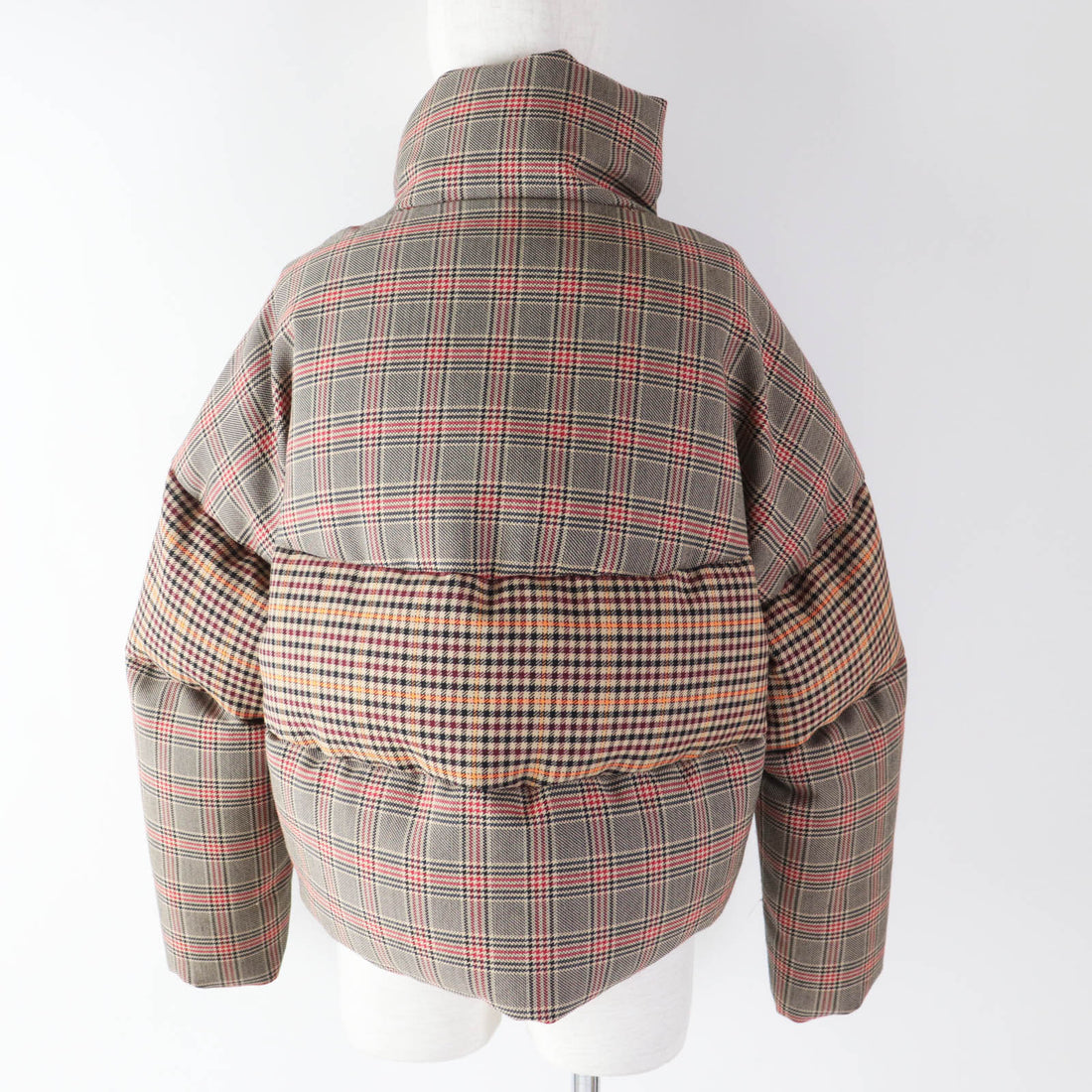 Moncler Down Jacket Brown Check Pattern Women