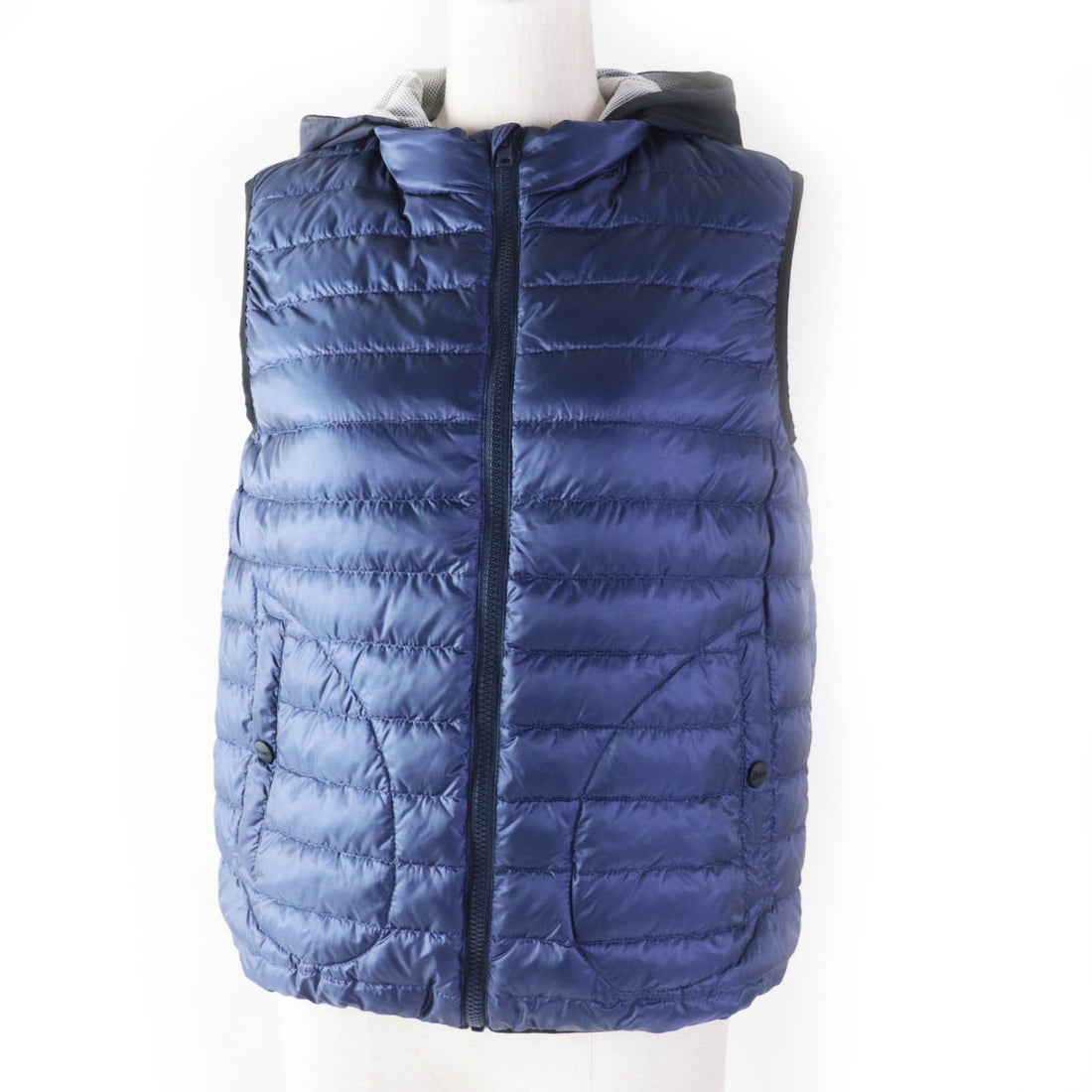 Herno Nylon Hooded Light Down Vest Navy Women's XS