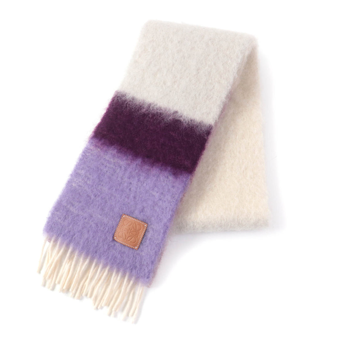 Loewe Mohair Wool Long Fringe Scarf Multicolor