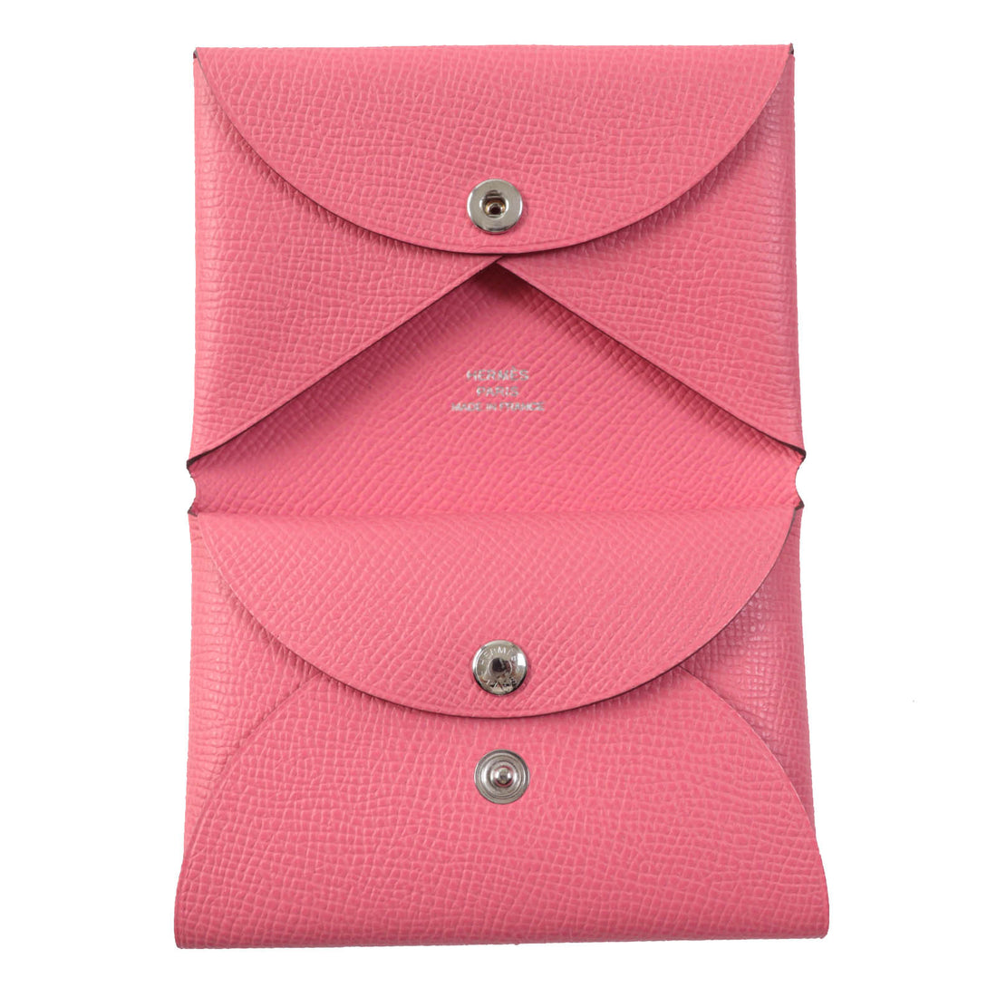 HERMES Calvi Duo Card Case Rose Azare