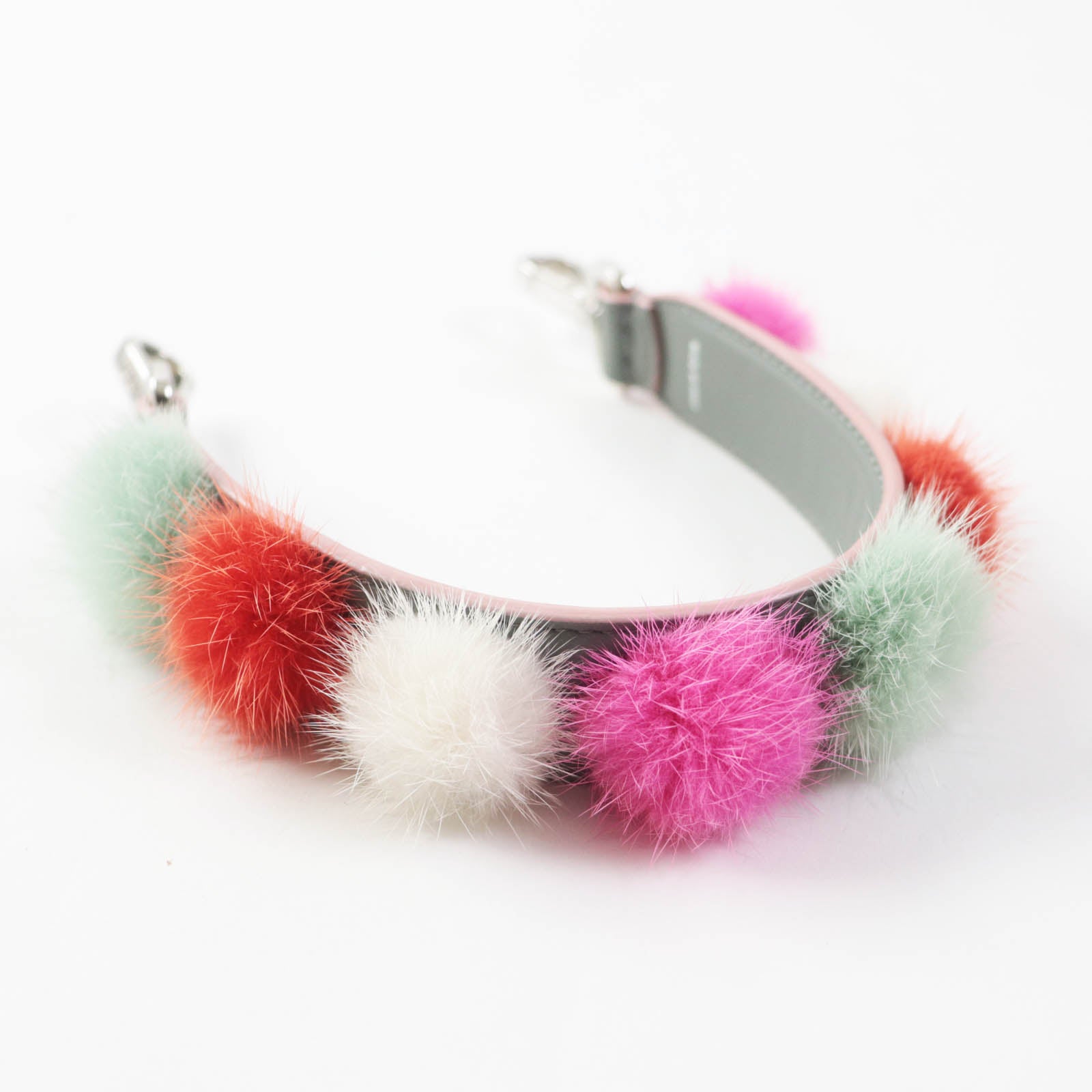 Fendi Leather Mink Pompom Shoulder Strap