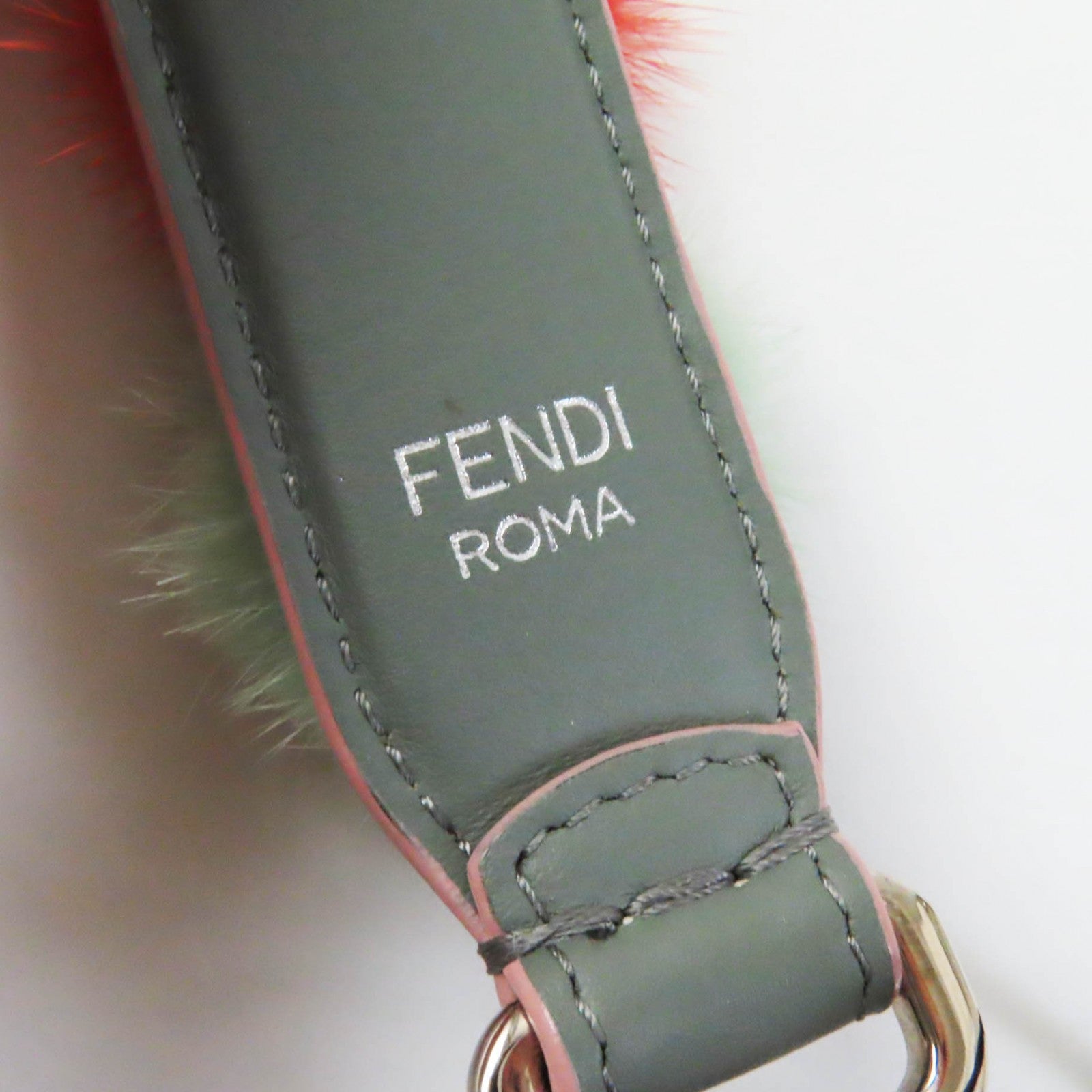 Fendi Leather Mink Pompom Shoulder Strap