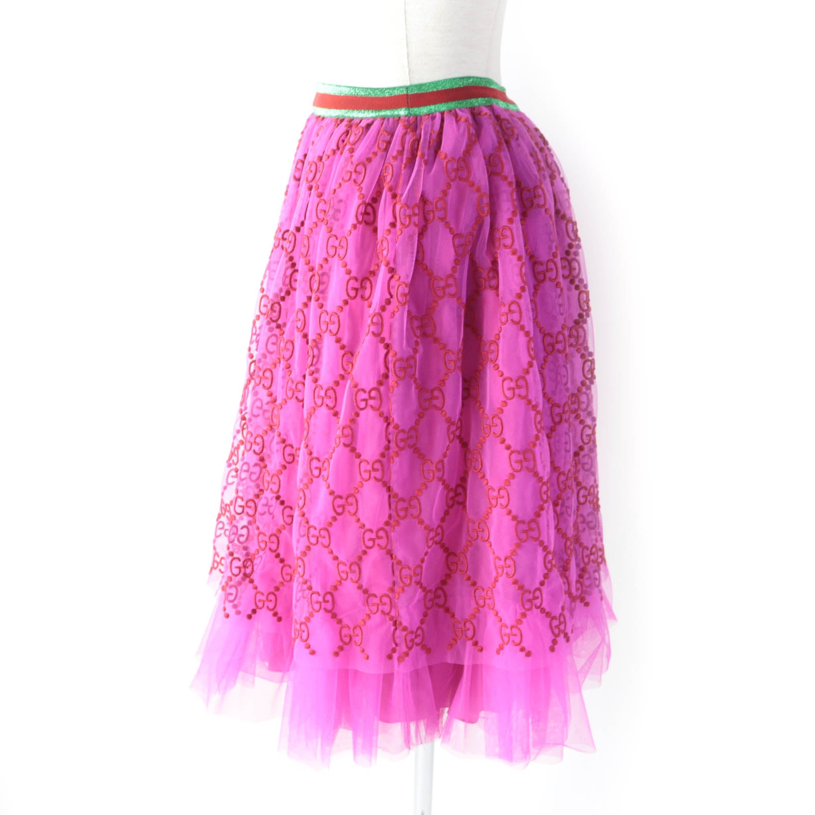 Gucci Kids GG Pattern Tulle Skirt Pink