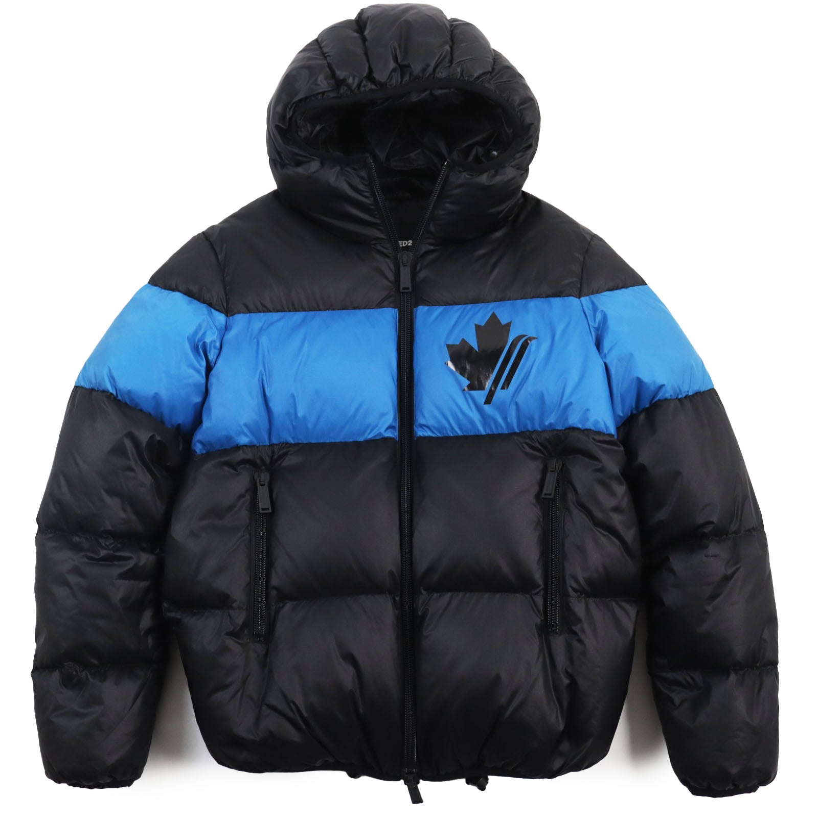 DSQUARED2 Nylon Hooded Down Jacket Black Blue