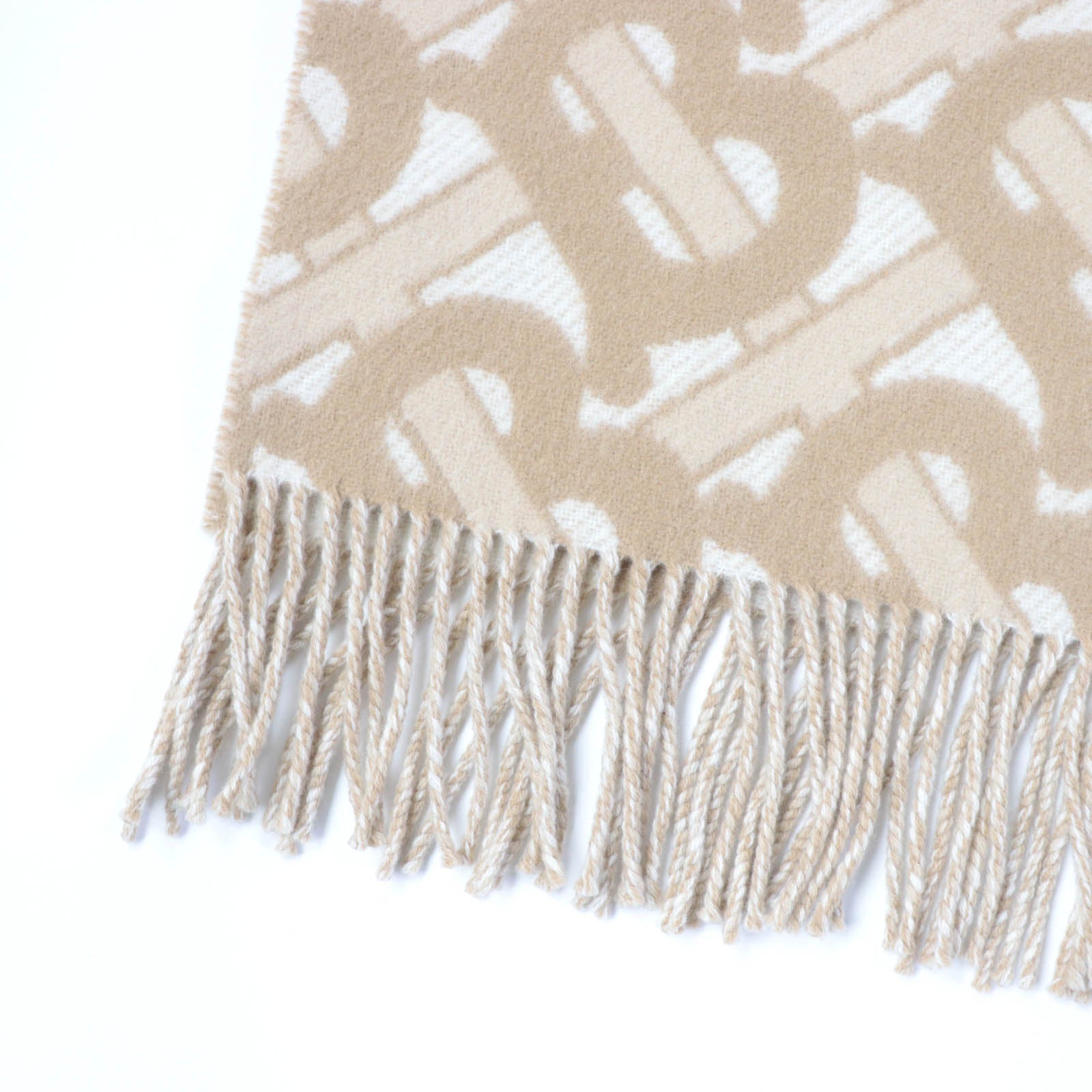 Burberry Wool Cashmere TB Monogram Poncho Beige