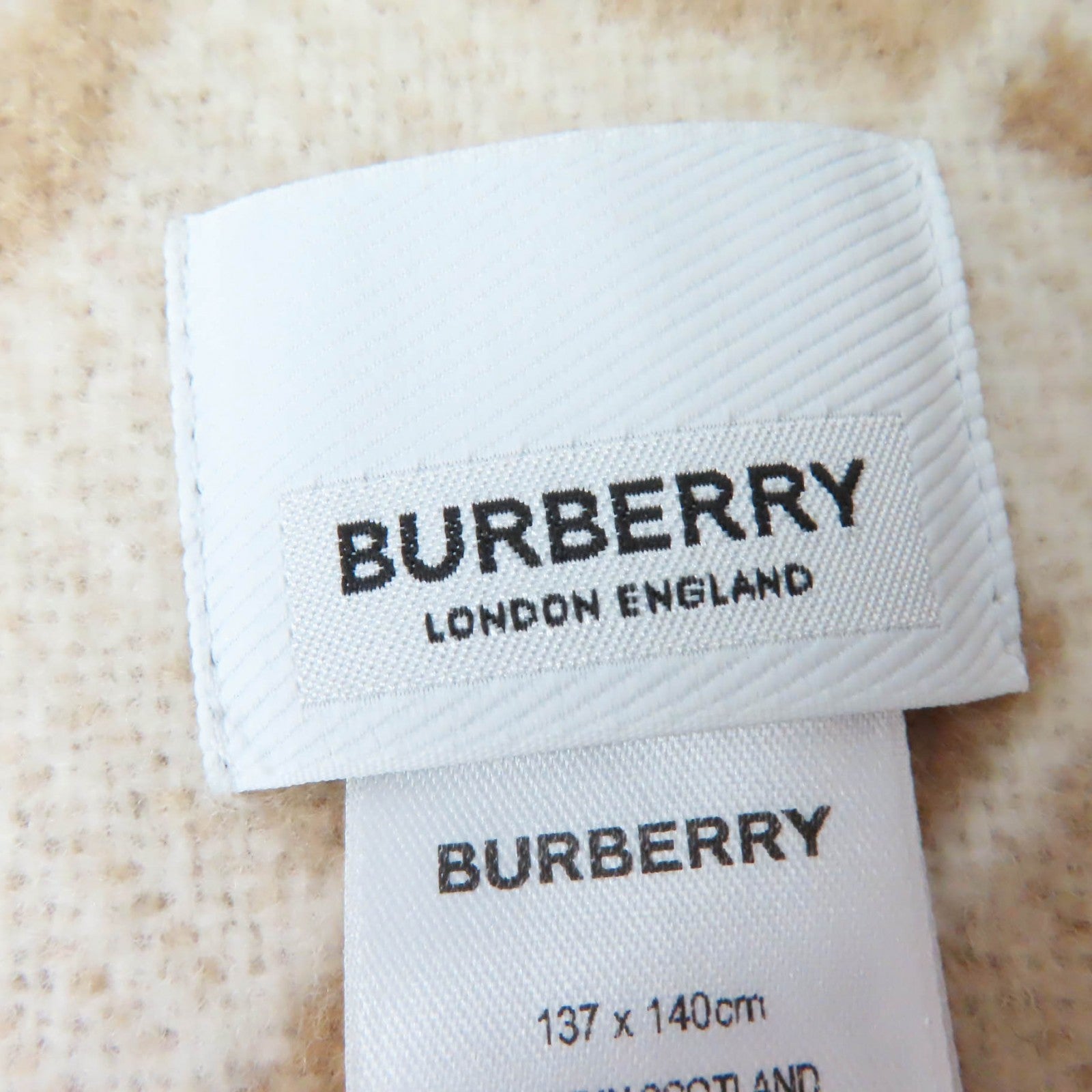 Burberry Wool Cashmere TB Monogram Poncho Beige