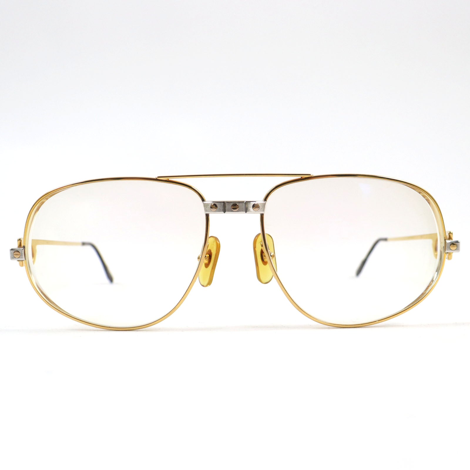 Cartier Santos Logo Metal Teardrop Glasses Gold Silver