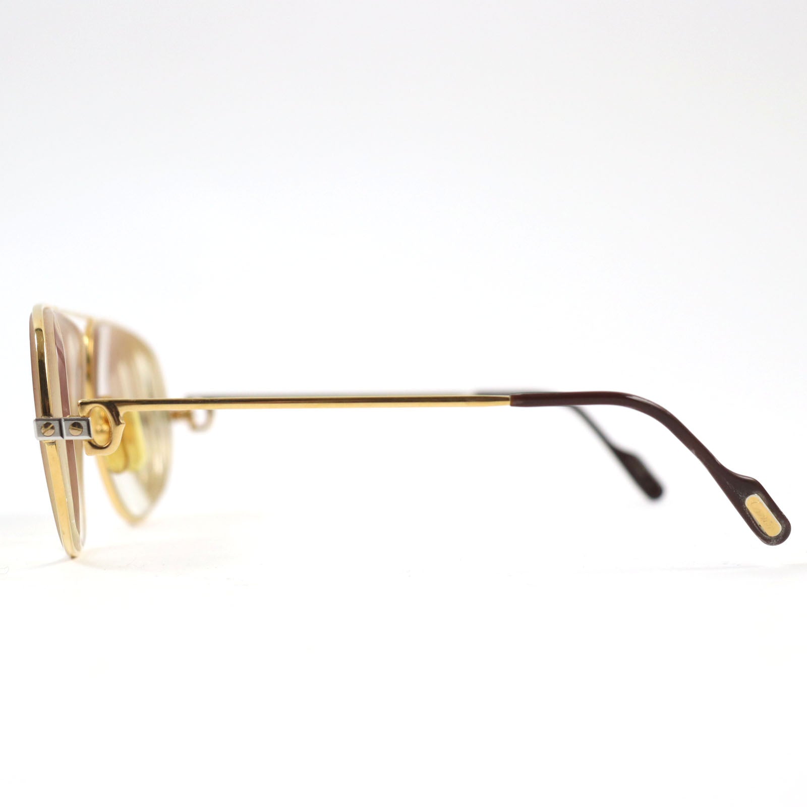 Cartier Santos Logo Metal Teardrop Glasses Gold Silver