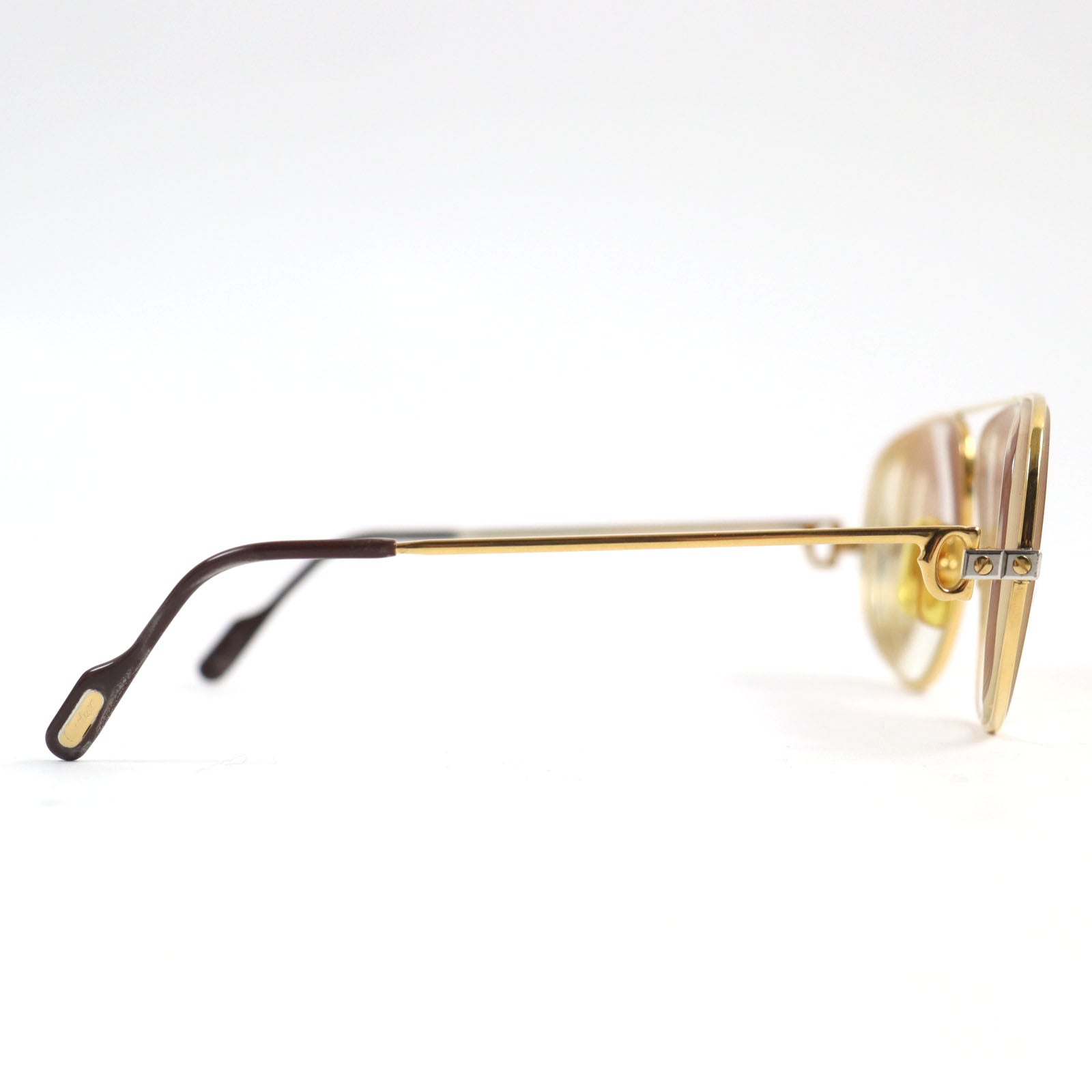 Cartier Santos Logo Metal Teardrop Glasses Gold Silver