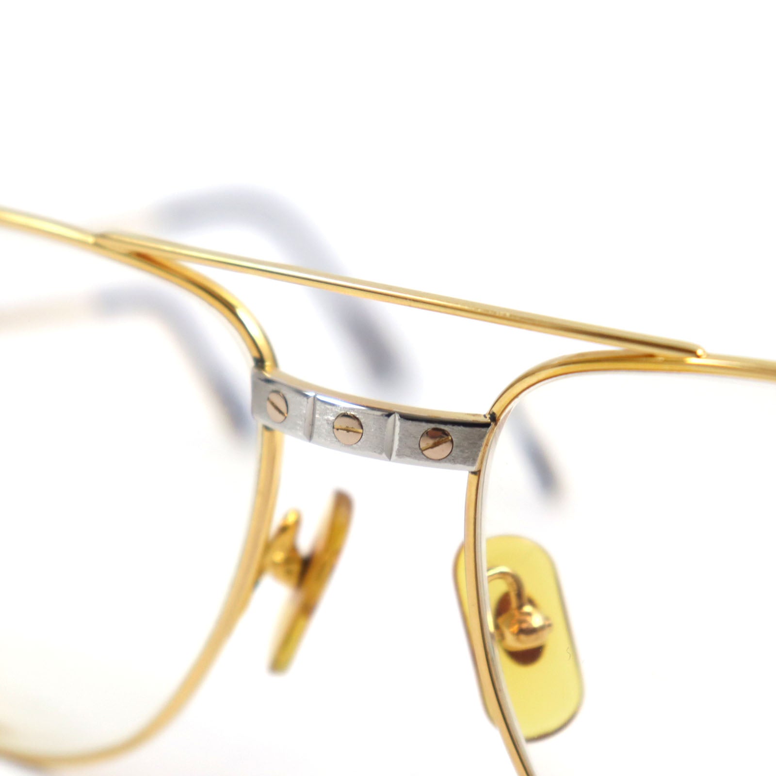 Cartier Santos Logo Metal Teardrop Glasses Gold Silver