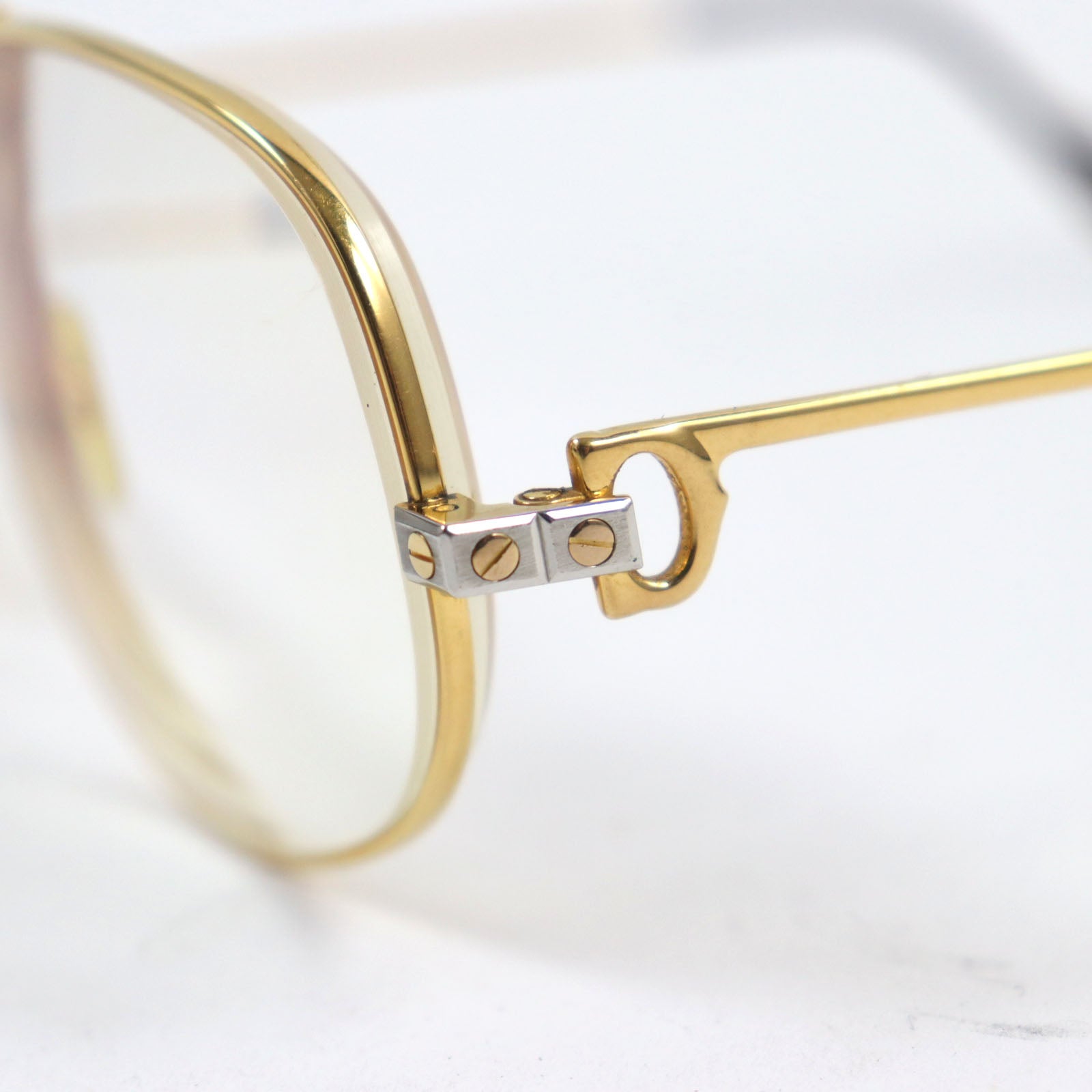 Cartier Santos Logo Metal Teardrop Glasses Gold Silver