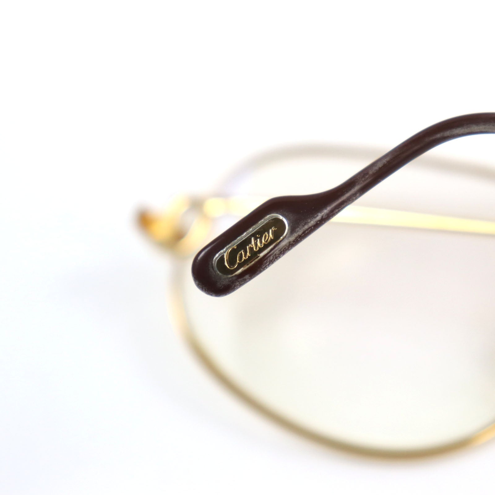 Cartier Santos Logo Metal Teardrop Glasses Gold Silver