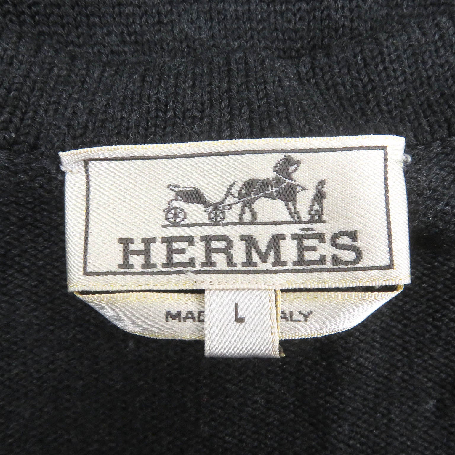 HERMES Wool ChainPattern Cable Knit Sweater L