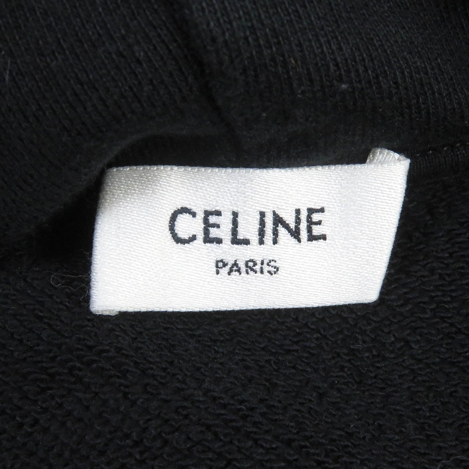 Celine Cotton Logo Print Pullover Hoodie Black M