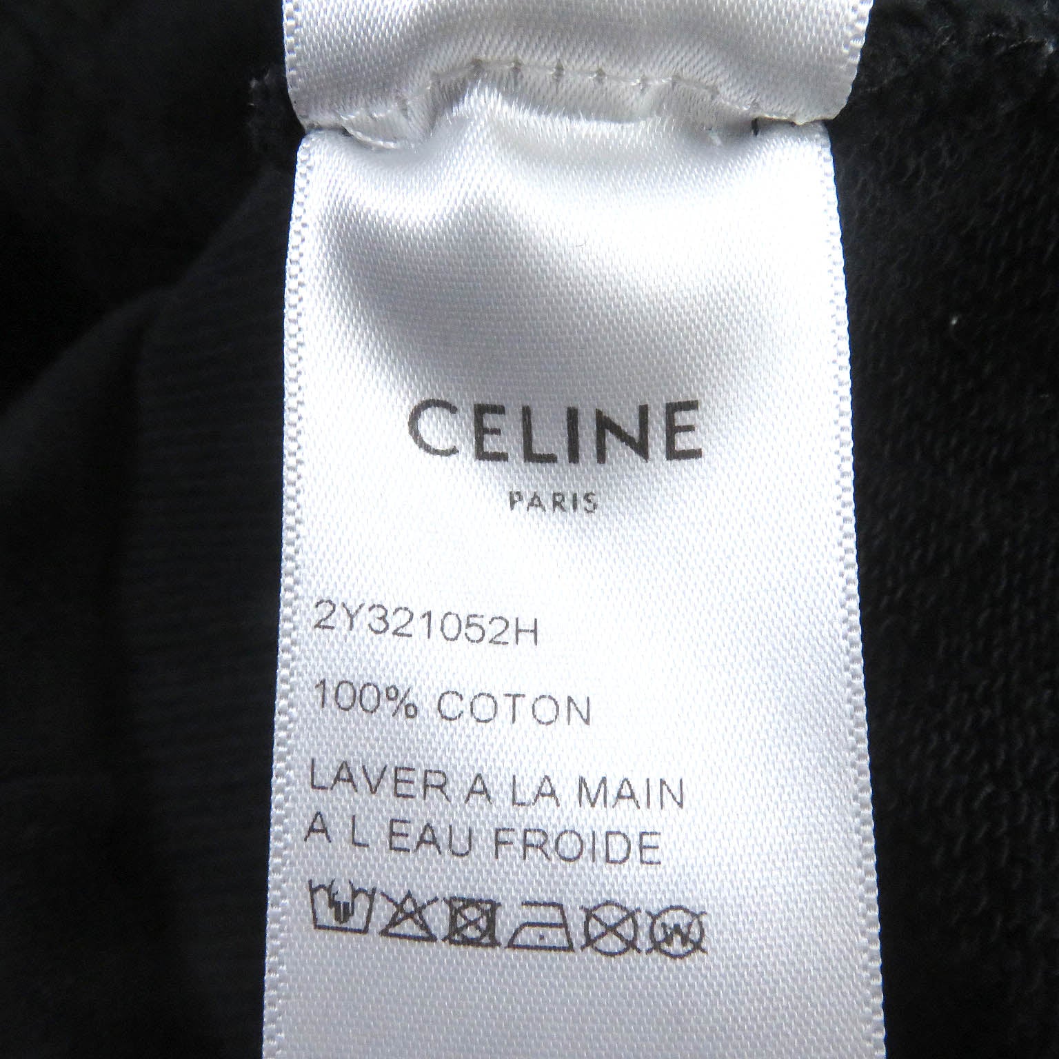 Celine Cotton Logo Print Pullover Hoodie Black M