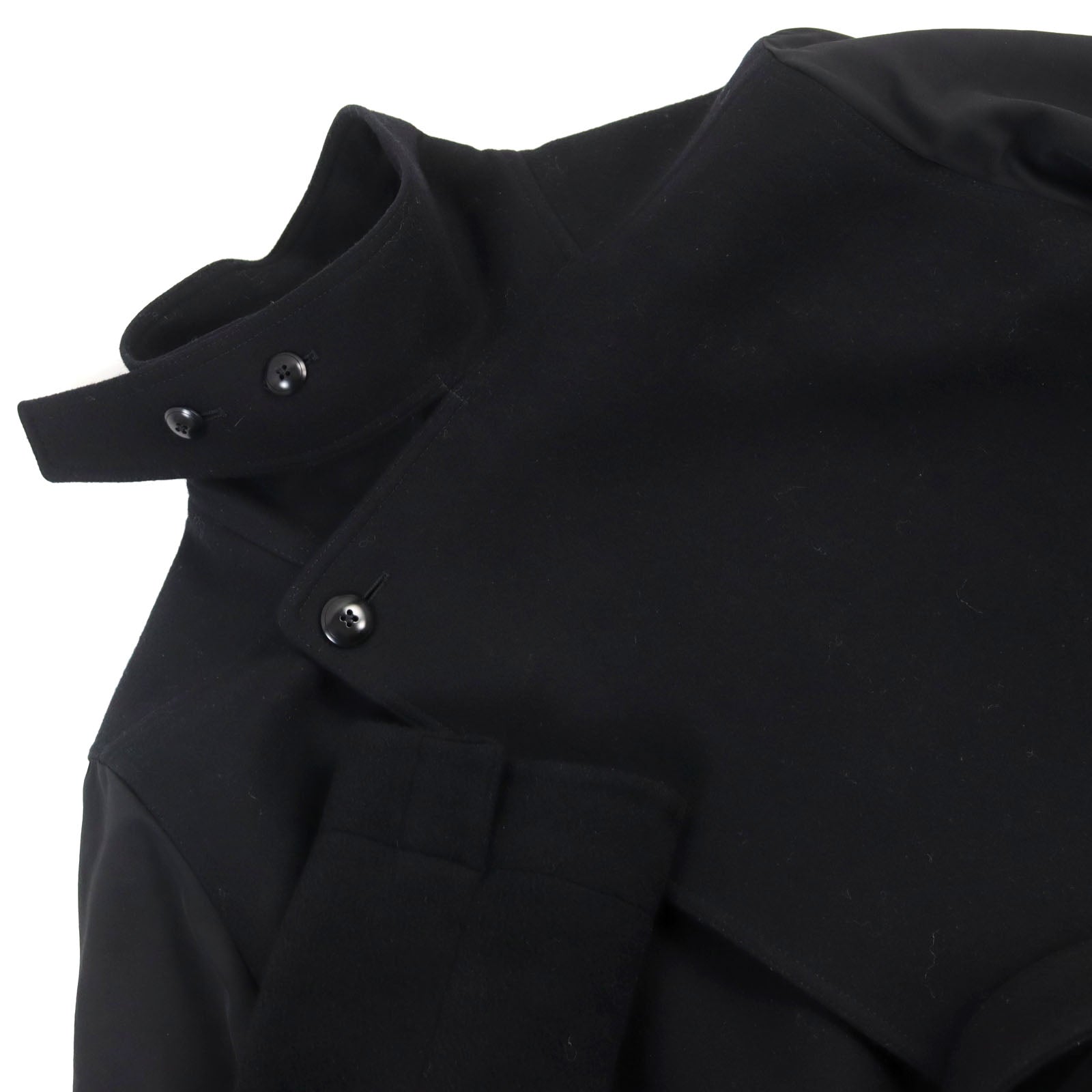 Rick Owens Wool Viscose Leather Coat Black 54