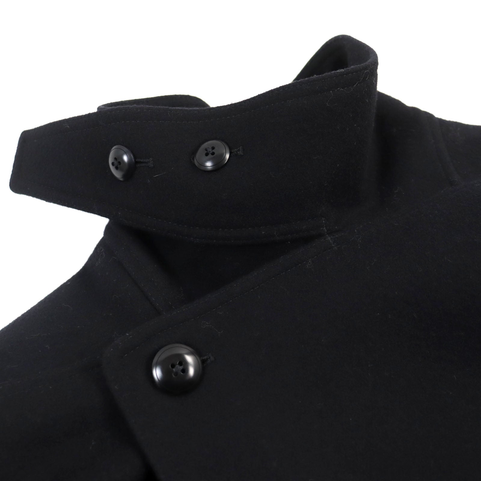 Rick Owens Wool Viscose Leather Coat Black 54