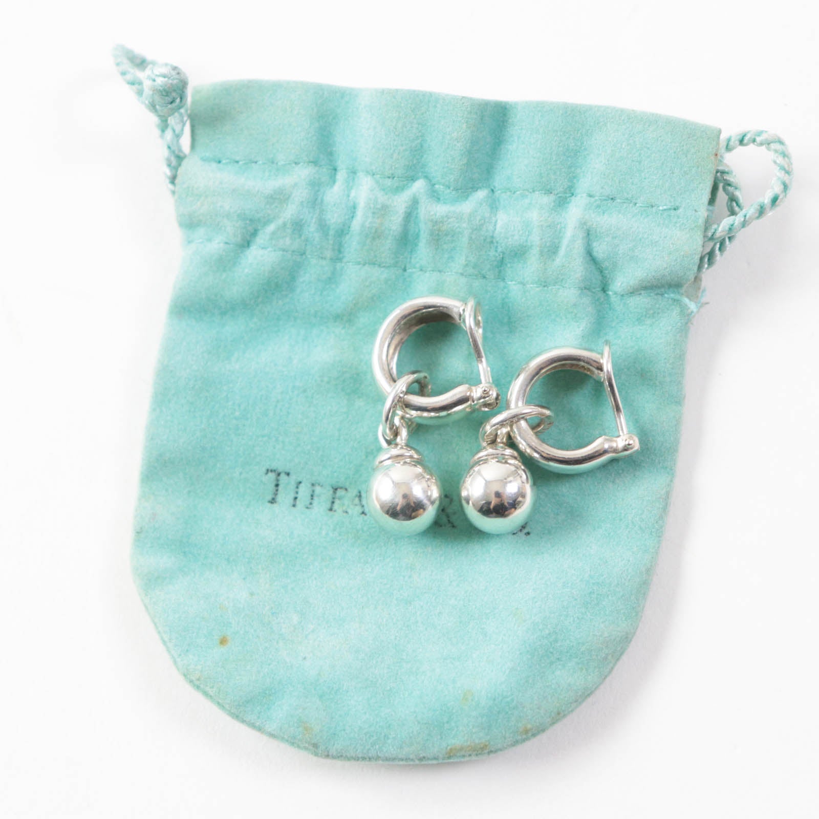 Tiffany & Co Hardware Ball Hoop Earrings Silver