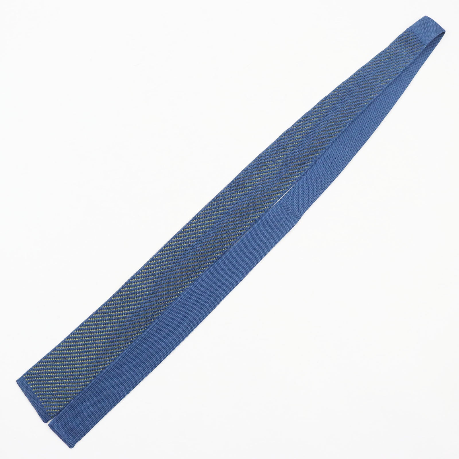 HERMES Silk Cravat Knit Tie Blue Yellow