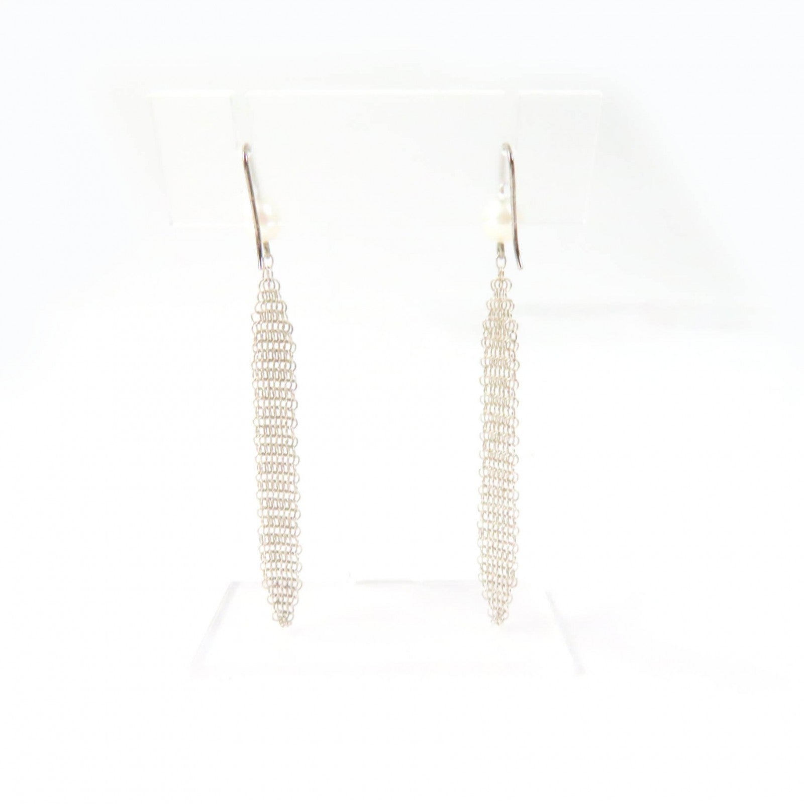 Tiffany & Co Mesh Tassel Pearl Earrings AG925