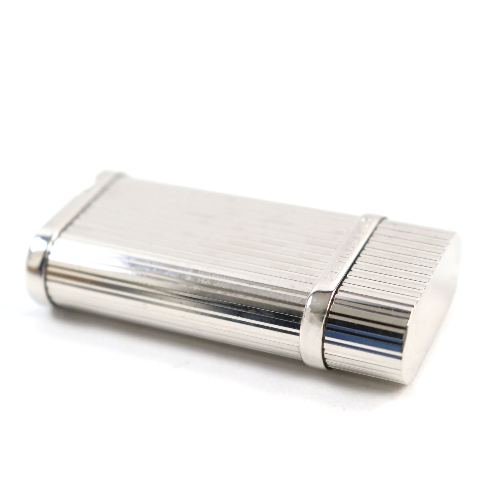 Cartier Godron Platinum Oval Lighter Silver