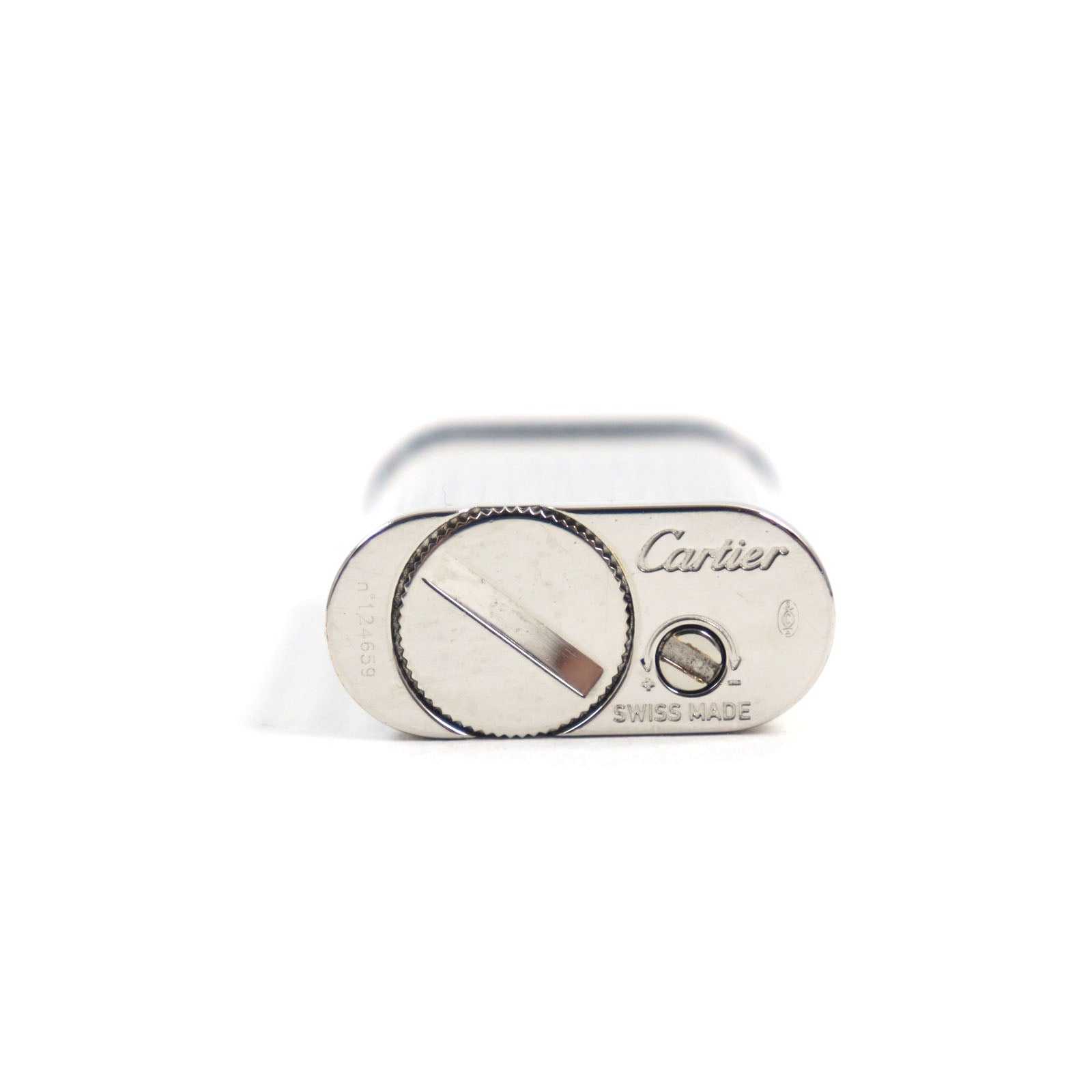 Cartier Godron Platinum Oval Lighter Silver