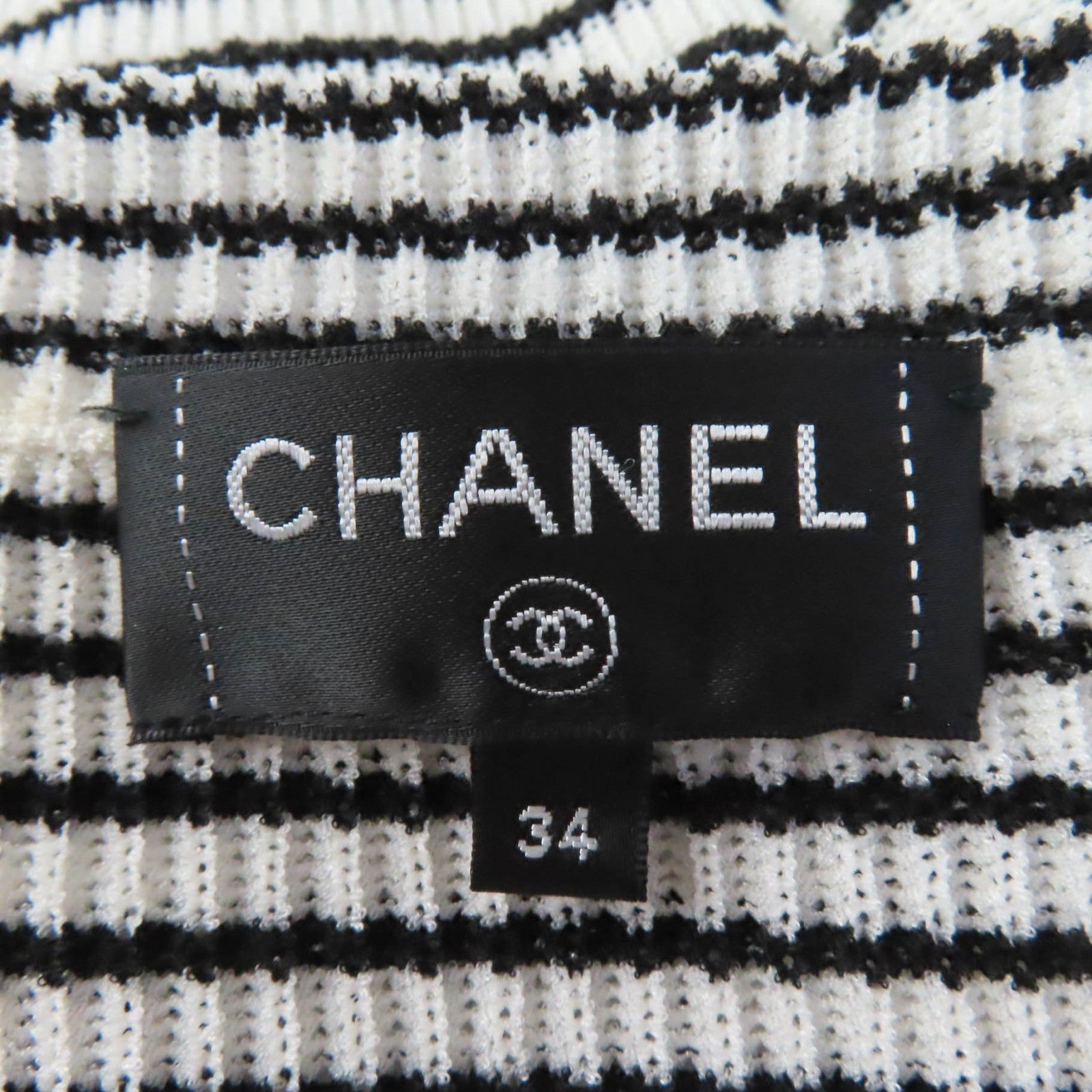 Chanel Stripe Long Sleeve Dress with Pearl Buttons