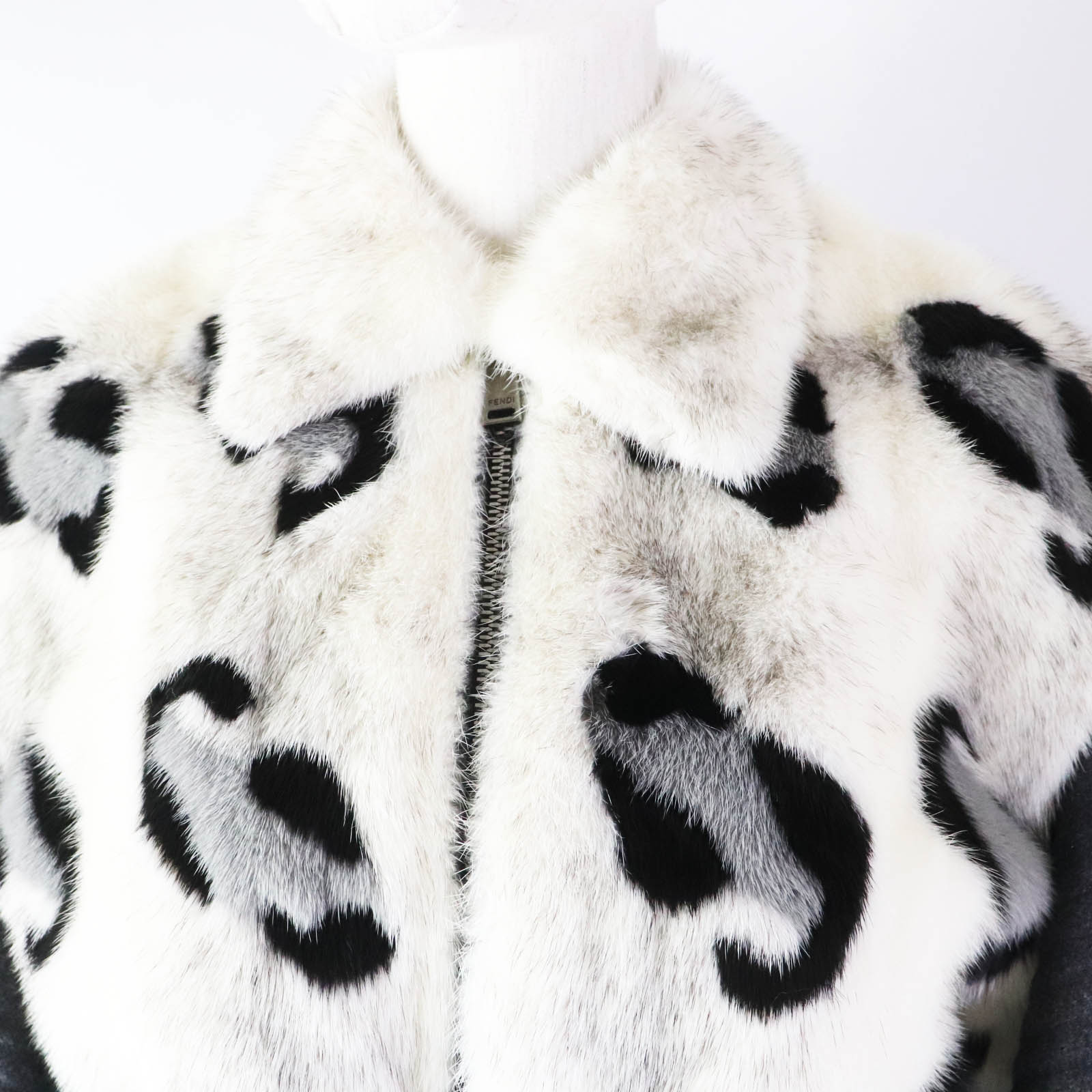 Fendi Mink Wool Leopard Zip-up Jacket Women