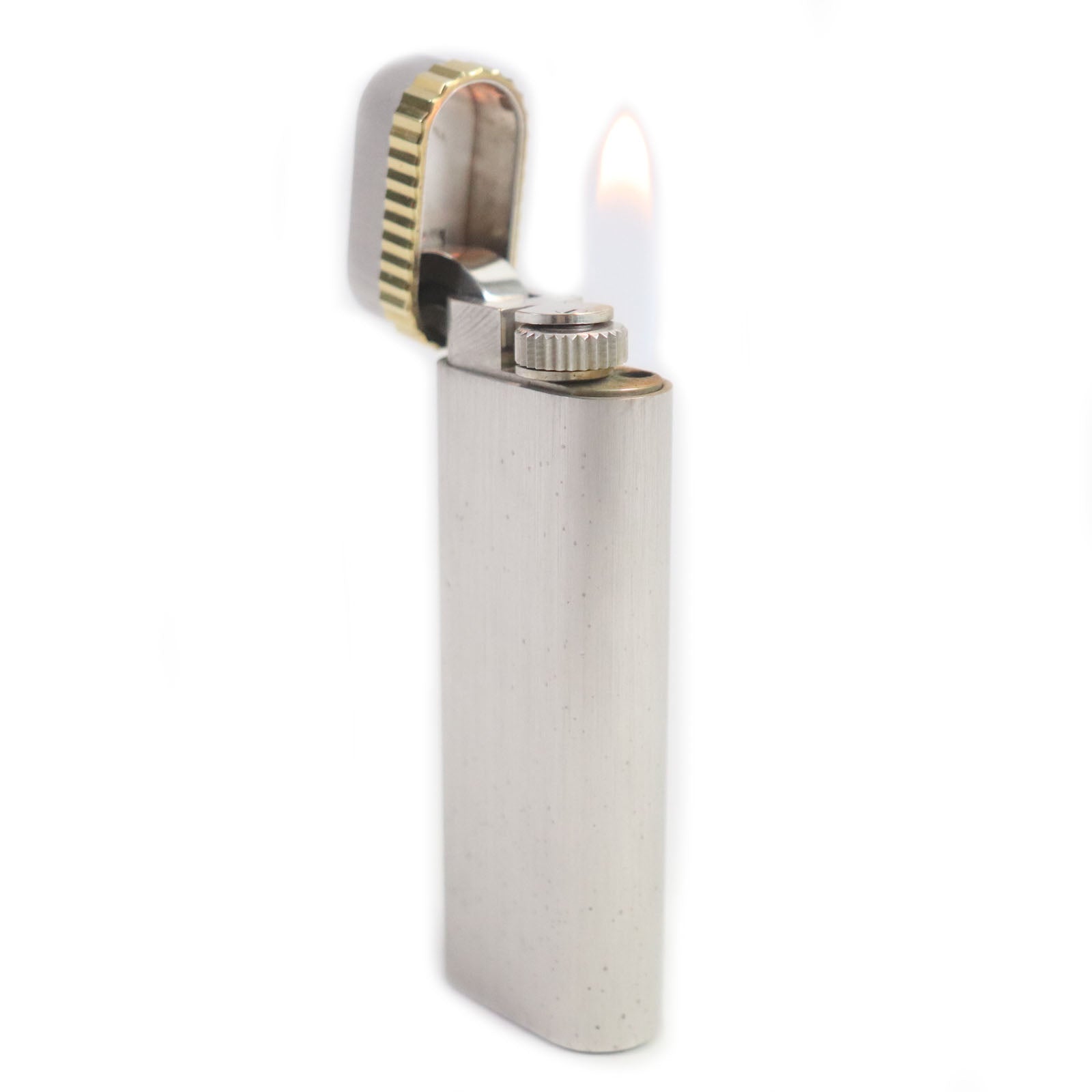 Cartier Silver Gold Oval Gas Lighter